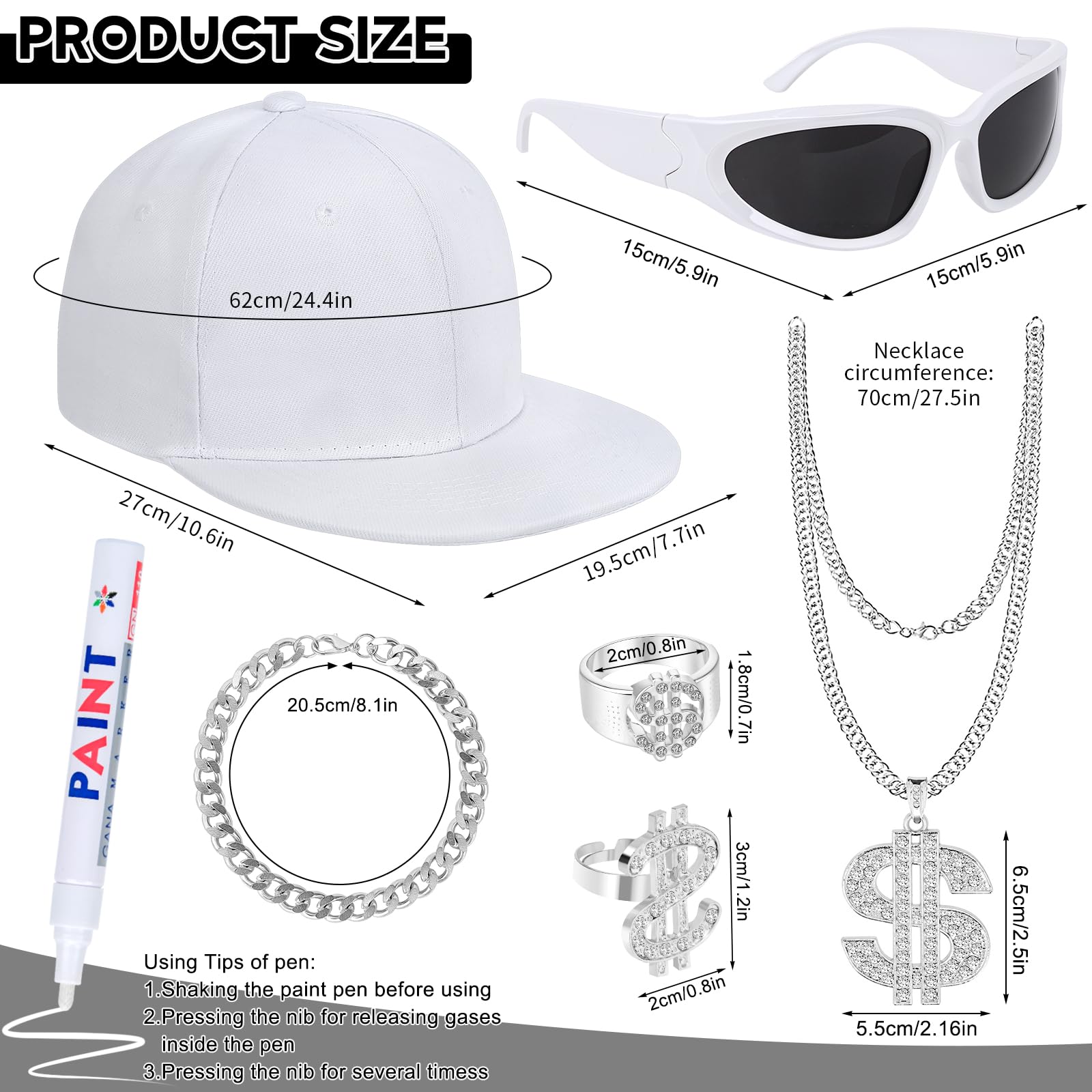 Hip Hop Costume Kit - 2000s Hip Hop Fancy Dress Silver Rapper Fancy (image 2)