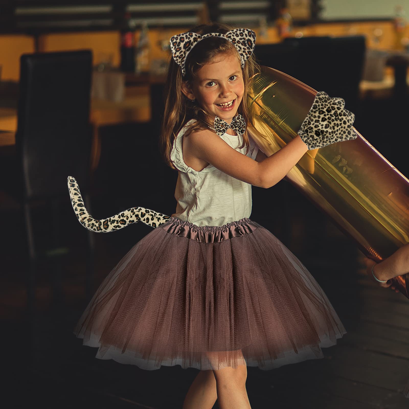 Leopard Costume Set Leopard Ears Headband Tail and Bow Tie Tutu (image 6)