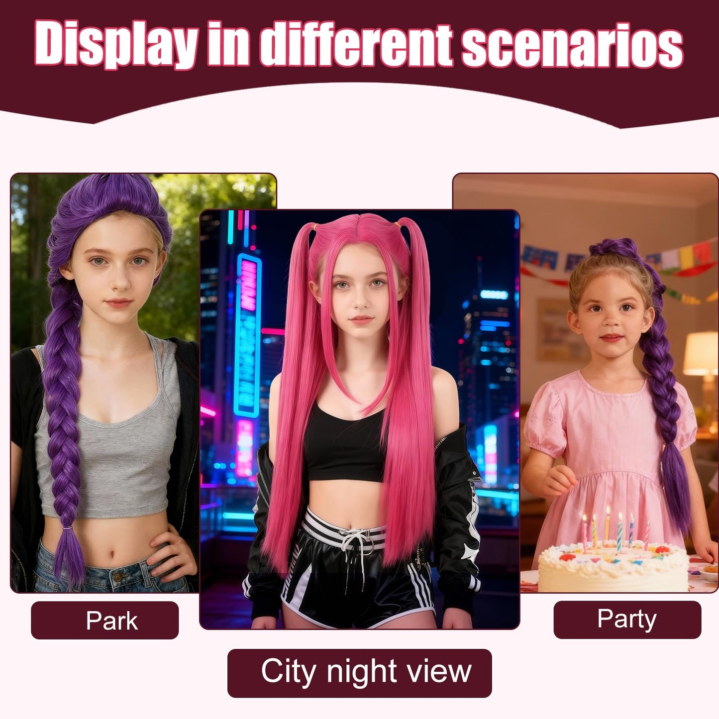 M-irass Wig - Rose Red Wig - Long Braided Wig - Braiding Hair