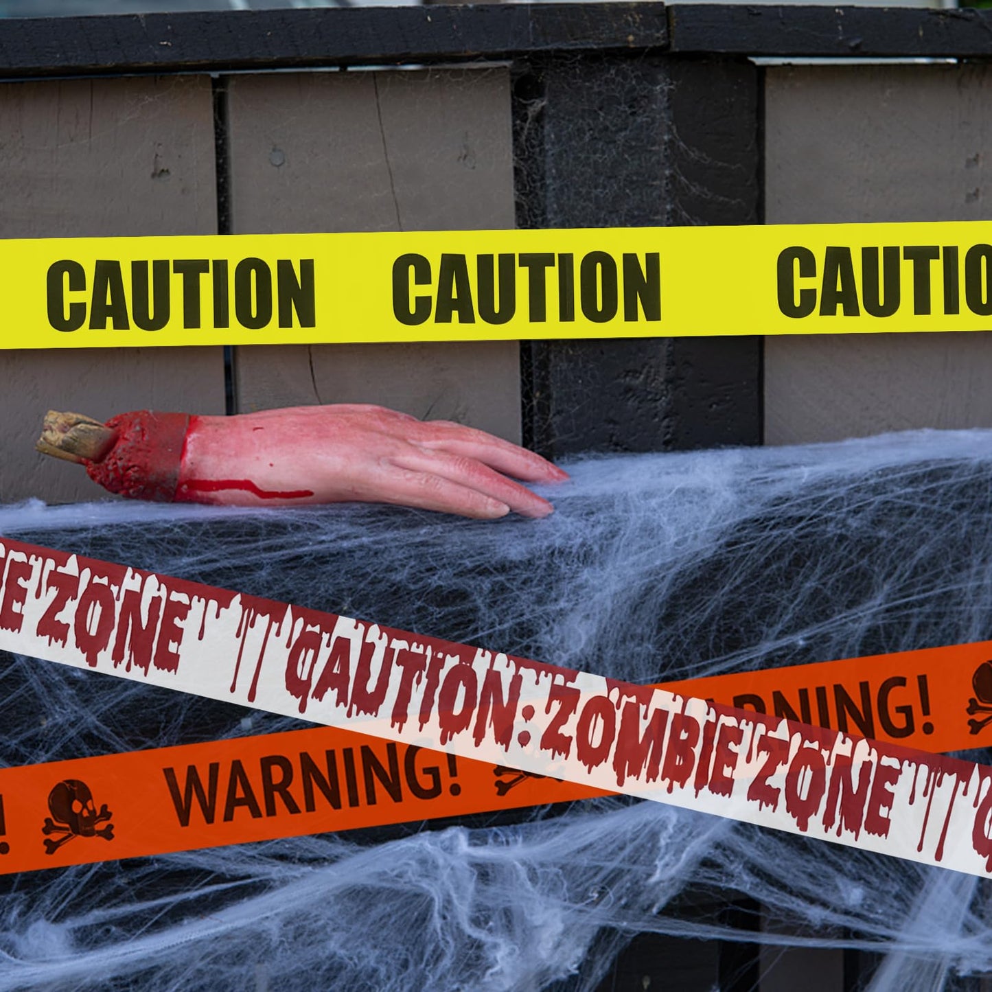 Jsdoin Halloween Decorations Caution Tape 30M Yellow Hazard Warning Props Fright Tape for Zombie Party Haunted House Party Danger Areas Decoration