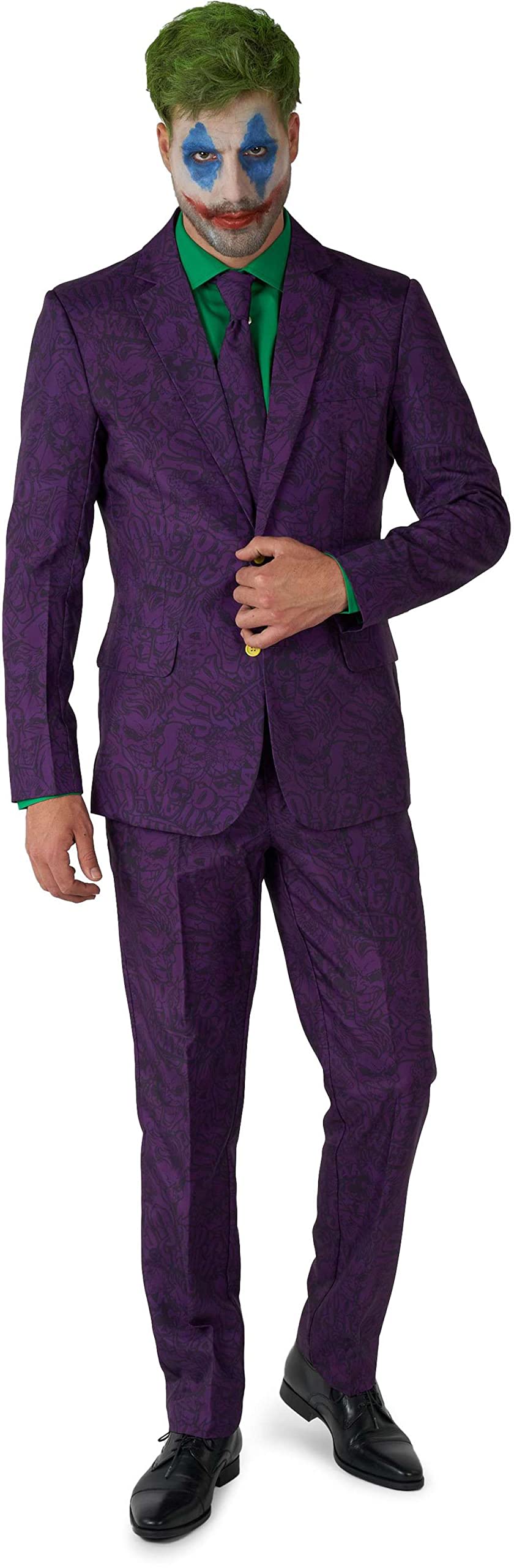 OFFSTREAM Men's The Joker Costume - Halloween Party Outfit - Batman Villains Outfit - Including Blazer, Pants and Tie - Purple