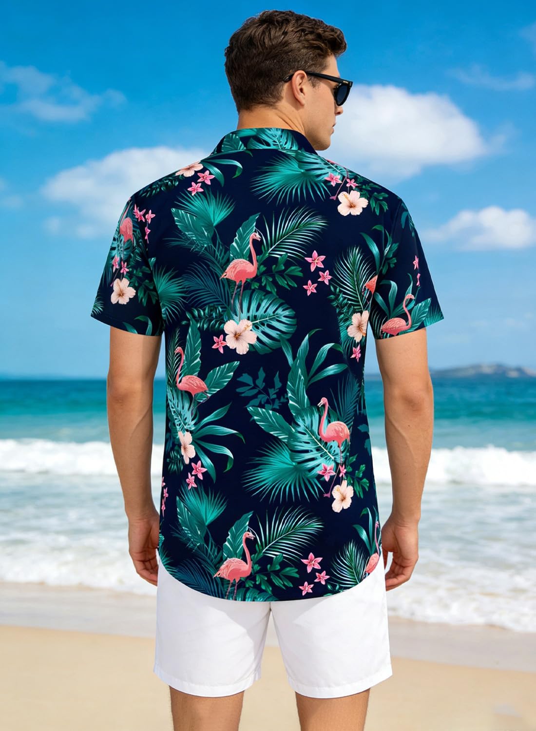 Mens Hawaiian Shirts Short Sleeve Wrinkle Free Button Down Summer