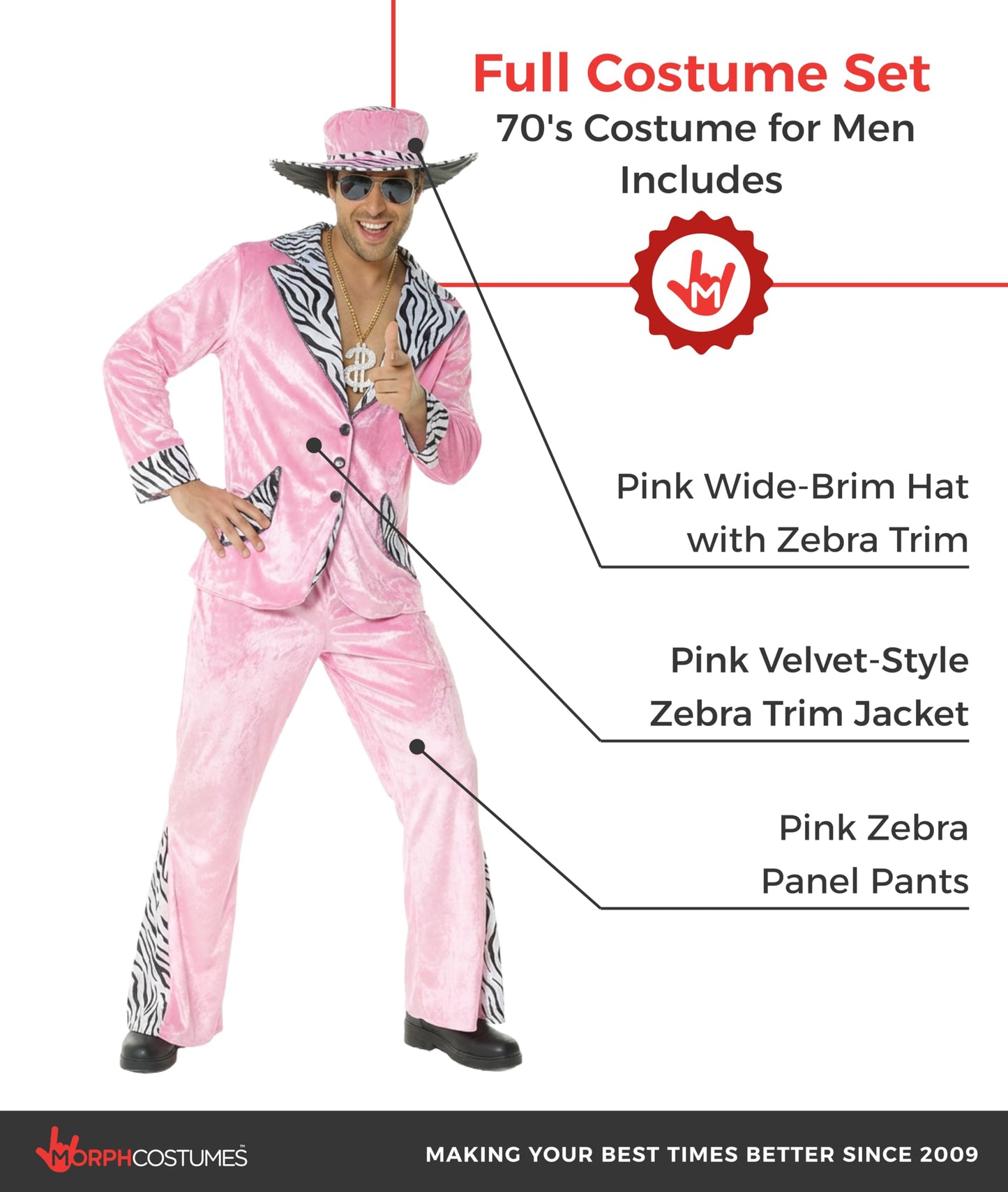 Morph Pink Costume Men, Mens Costume, 70s Outfit Men, Halloween Costumes Mens, Fancy Dress For Adults, Large