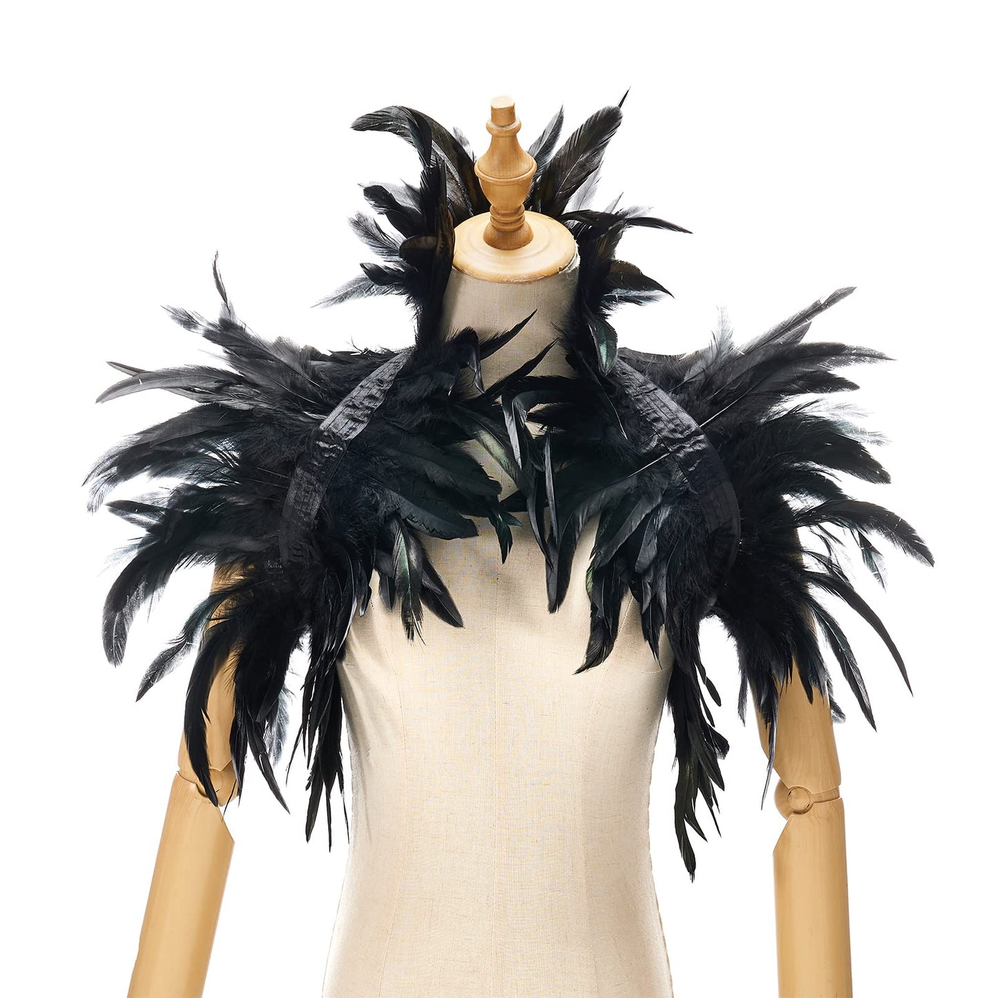 Womens Natural Feather Cape Costume Gothic Lacing Shawl Shrug