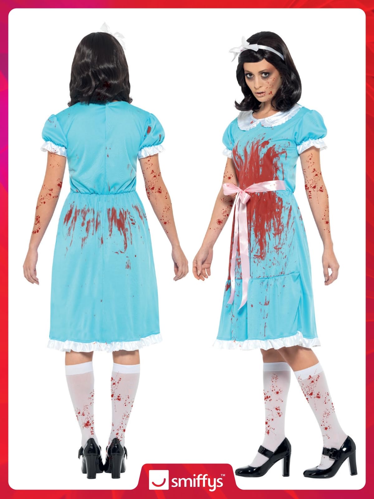 Smiffys Bloody Murderous Twin Costume, Blue with Dress, Socks & Headband, Halloween Adult Fancy Dress, Halloween Dress Up Costumes