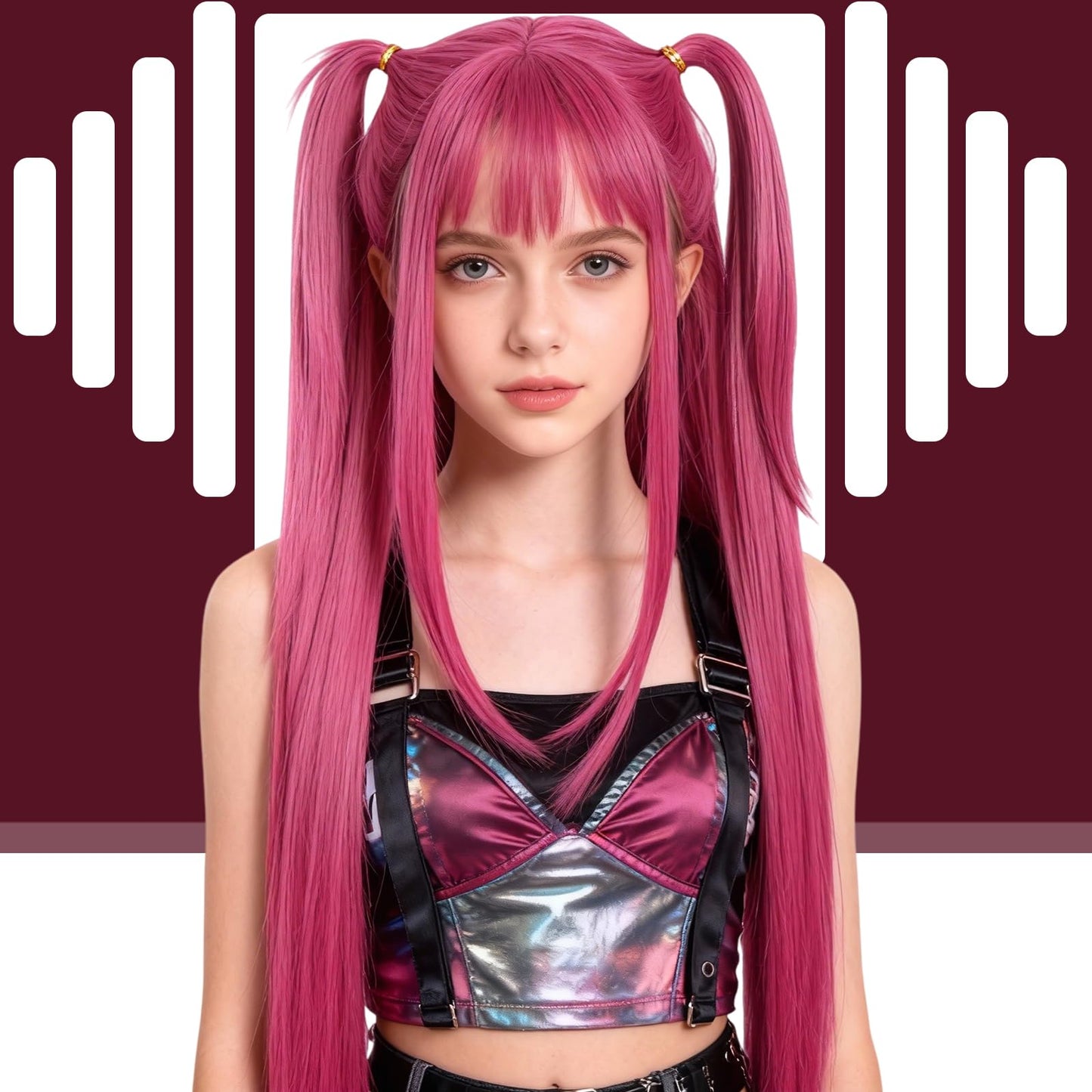 M-irass Wig - Rose Red Wig - Long Braided Wig - Braiding Hair