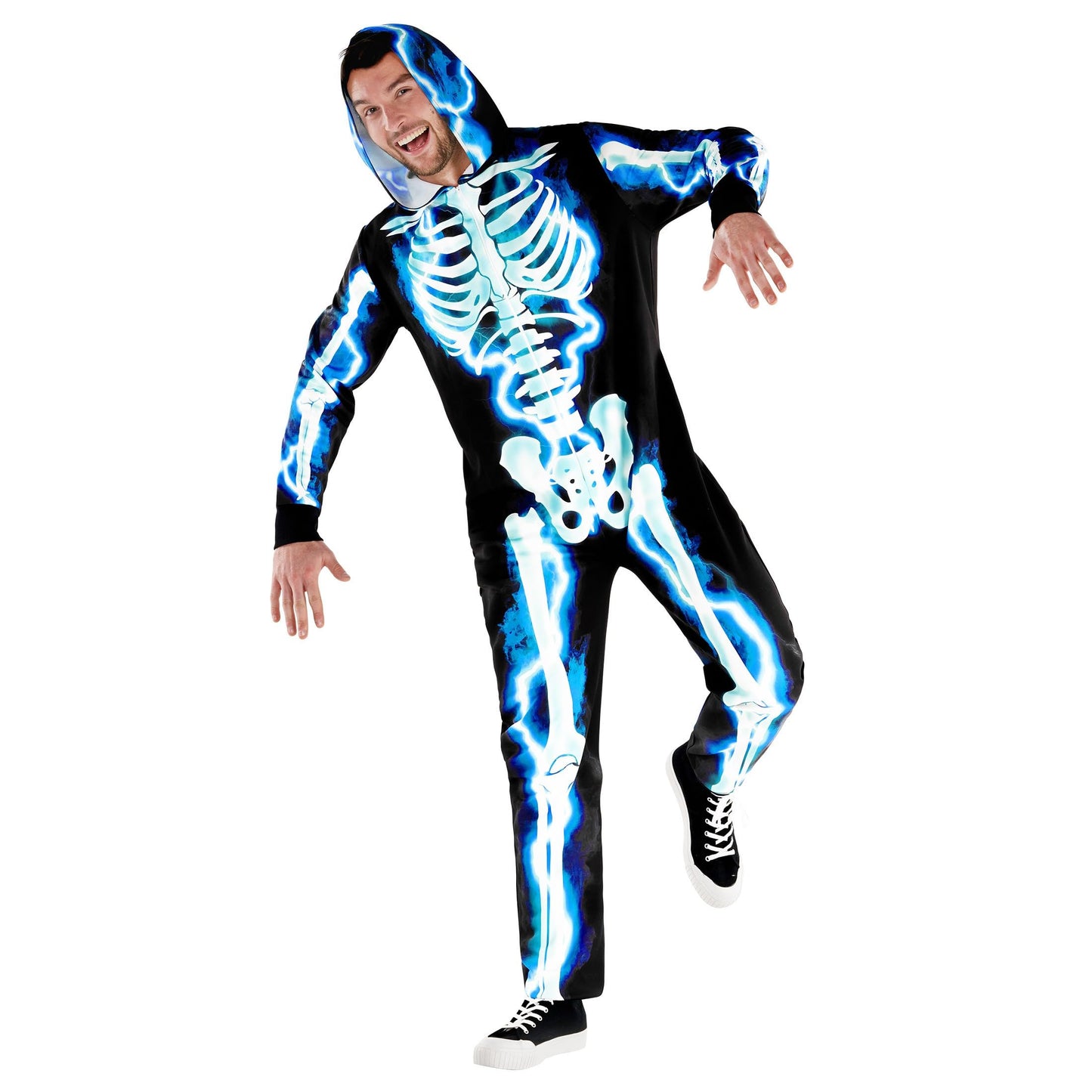 Electric Skeleton Costume Men Adult Halloween Jumpsuit Skeleton (image 8)