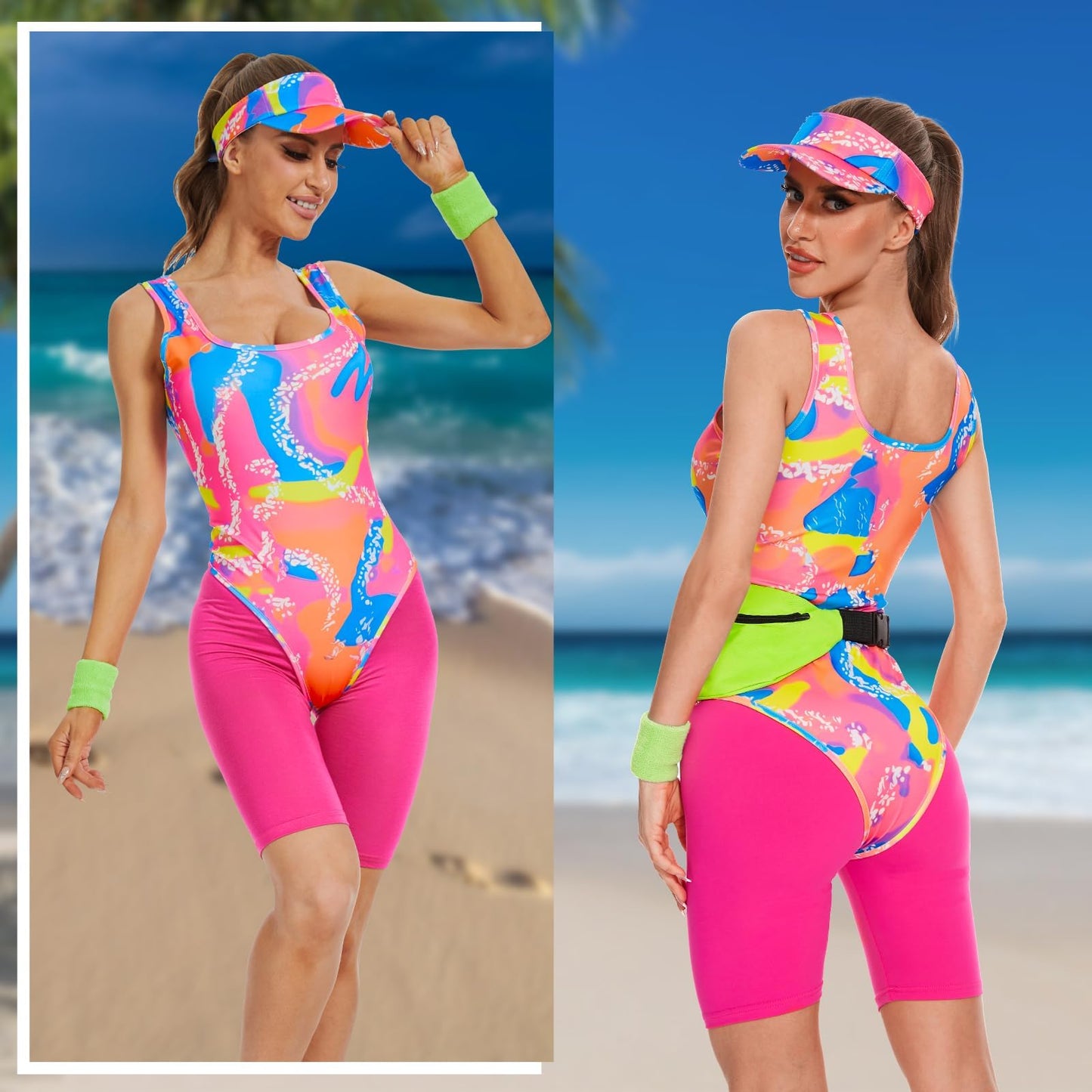 AJGEGJE 80s Workout Costume for women, 80s 90s Workout Outfits Set, Halloween Cosplay Couples Outfits (XS)