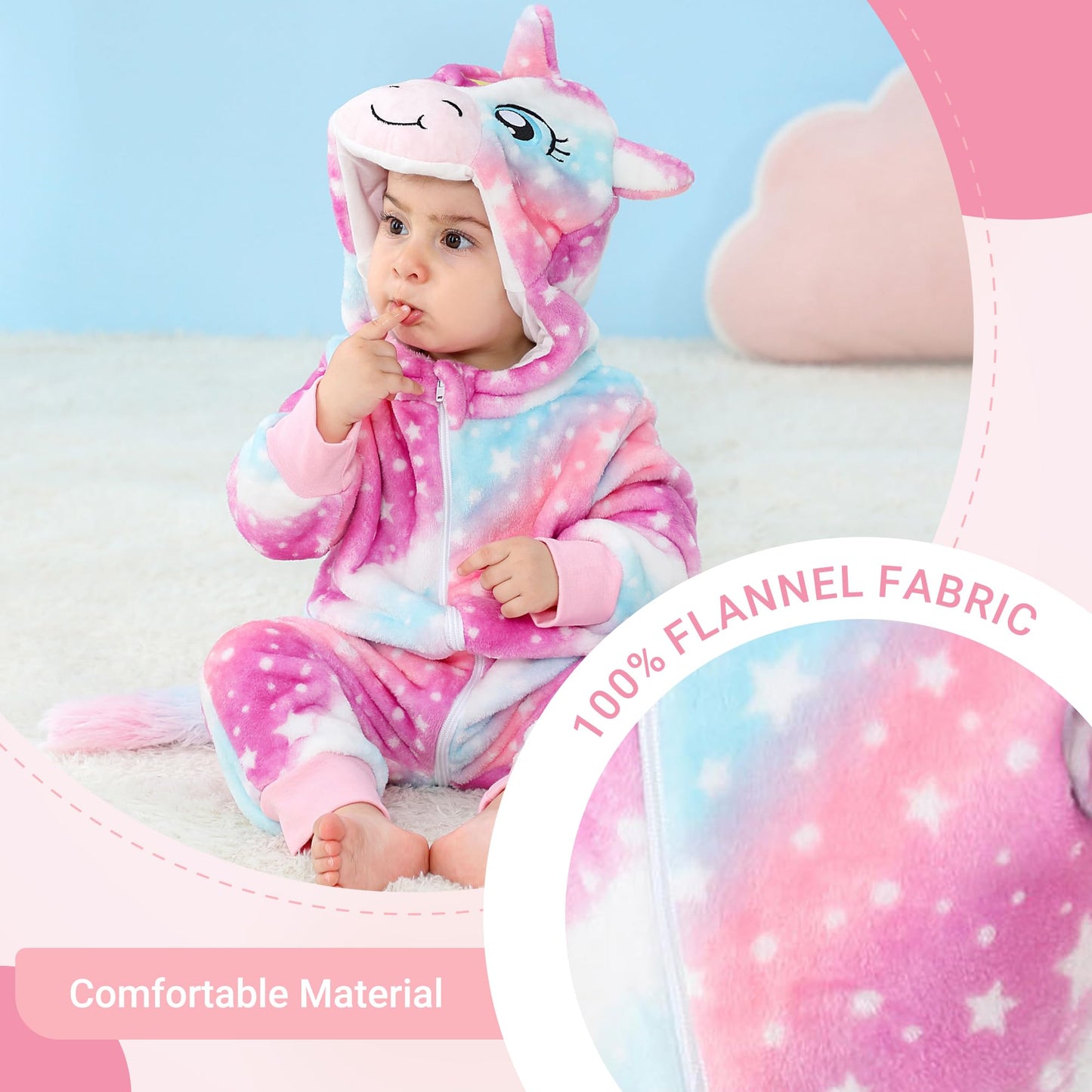 COOKY.D Baby Girls Boys Hooded Romper Long Sleeve Winter Cosplay Costume Jumpsuit for 12-18 Months, Star