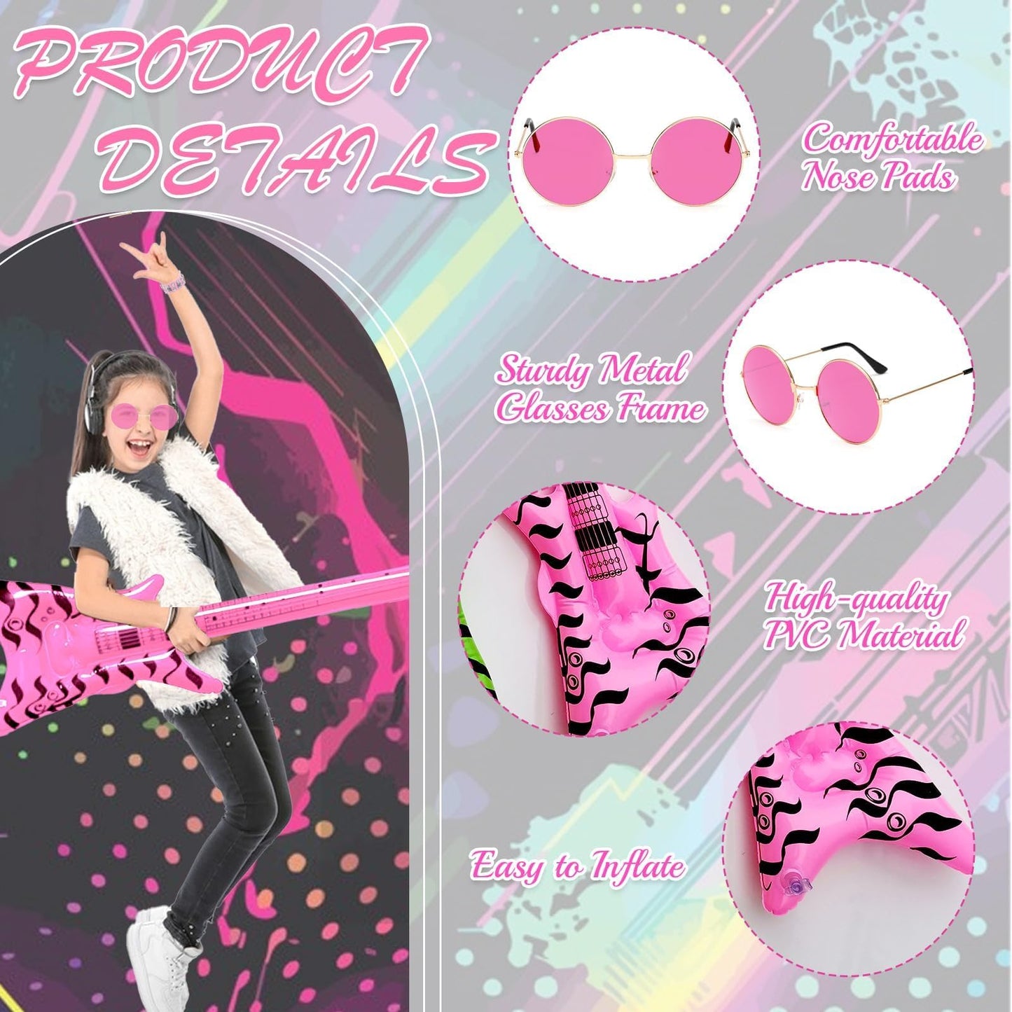 Pink Rocker Costume Set - Punk Gothic Fancy Dress with Inflatable (image 4)