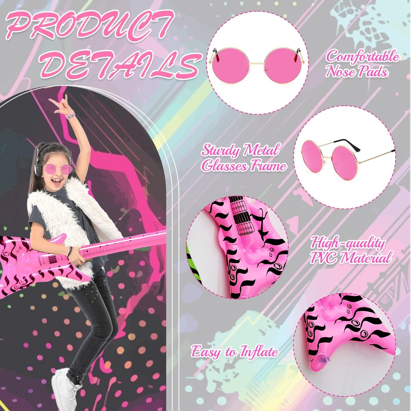 Pink Rocker Costume Set - Punk Gothic Fancy Dress with Inflatable (image 4)