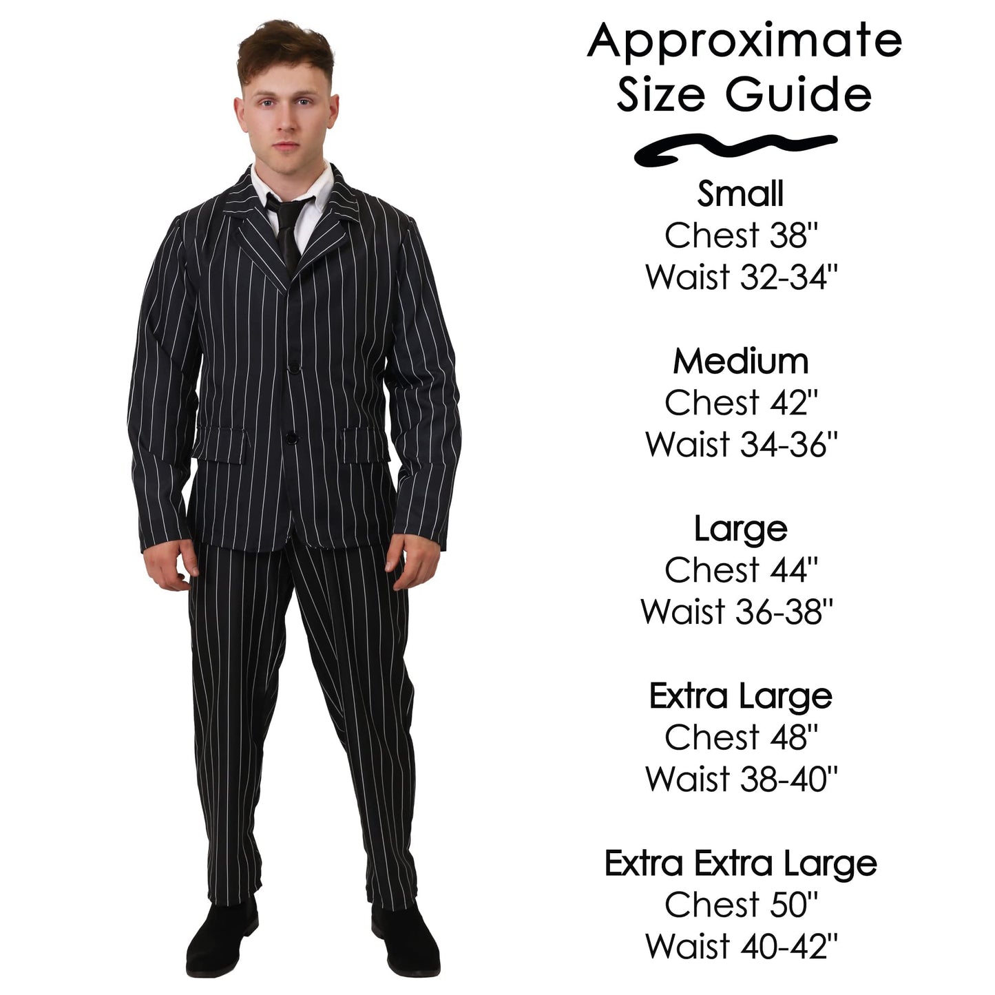 Adults Deluxe Gangster Costume - XL - Black and White Gangster