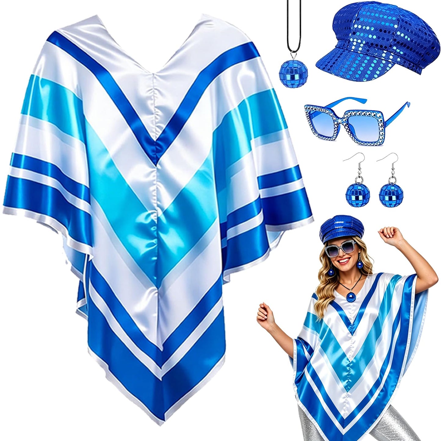 70s Fancy Dress Set for Women Disco Costume Accessories