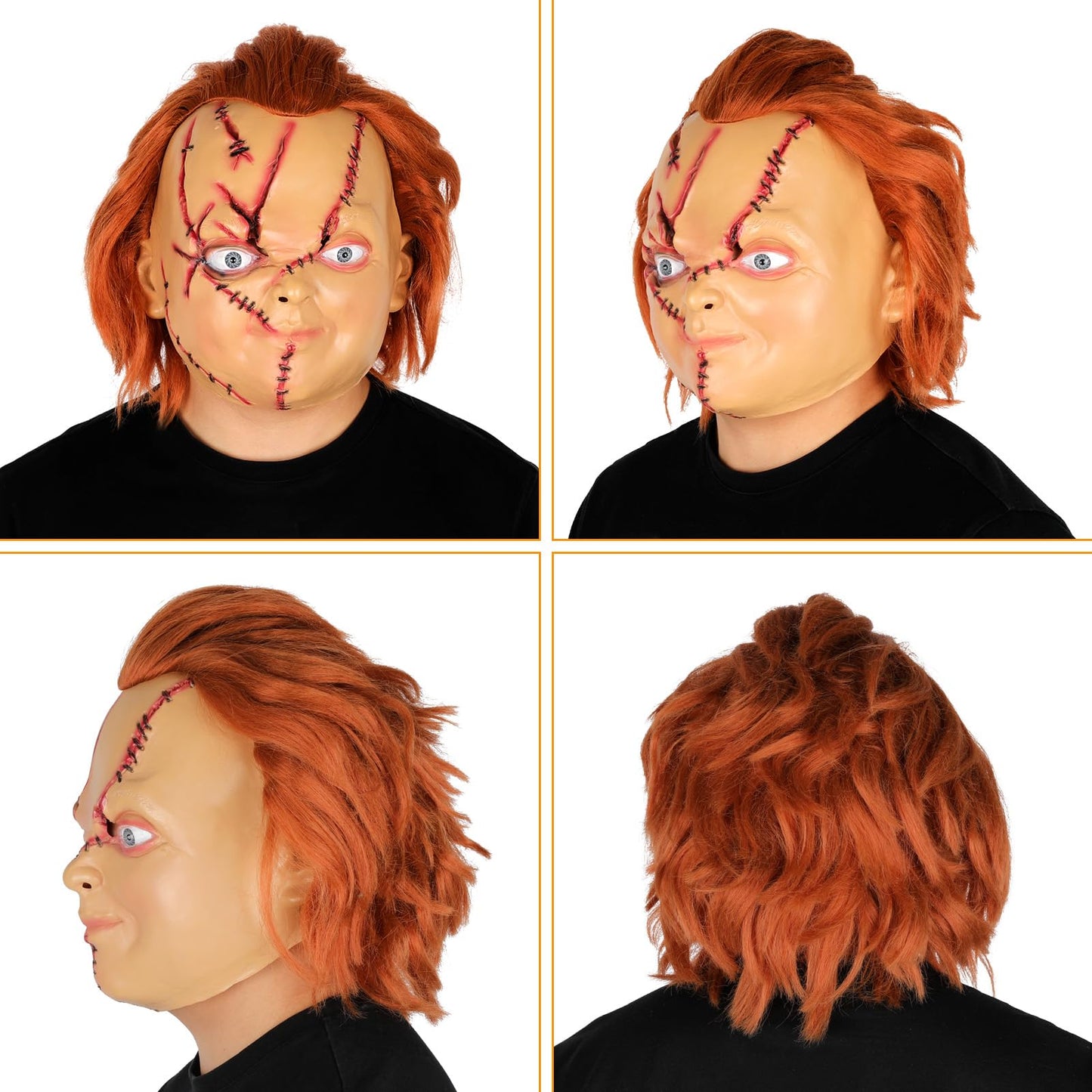 Infinity Gauntlet Chucky Mask Creepy Chucky Full Head Mask with Hair Scream Realistic Cosplay Mask Halloween Kills Mask for Adults