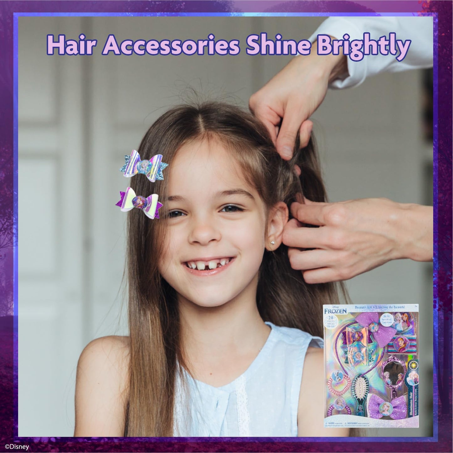 Disney Frozen 2 - Townley Girl Hair Accessories Box|Gift Set for Kids Tweens Girls|Ages 3+ Including Hair Ties & Bows, Mirror, Headband, Brush and More, for Parties, Sleepovers and Makeovers, 20 Pcs