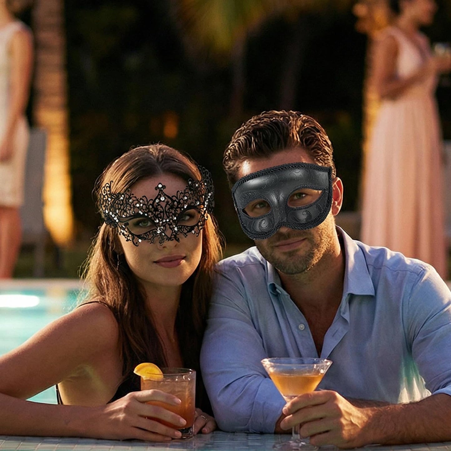 EDLMKM 2 Pcs Couple Masquerade Masks Venetian Party Mask Halloween Costume Carnival Mask for Couples Women and Men, Mardi Gras Decorations Venetian Maskss, Masquerade Ball Masks for Party, Carnival