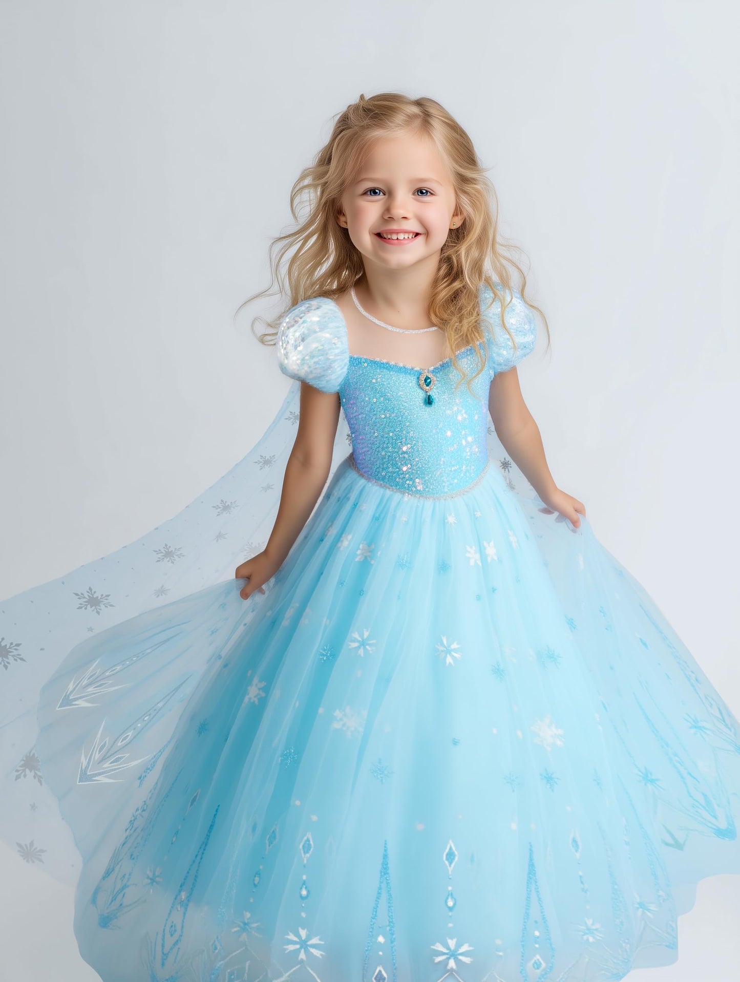 BLINGCOS Princess Costumes for Girls with RGB LED Lights, Princess Dress Up Clothes Music Sync & App Control, Girls Dress Up for Halloween, Christmas, World Book Day, 110