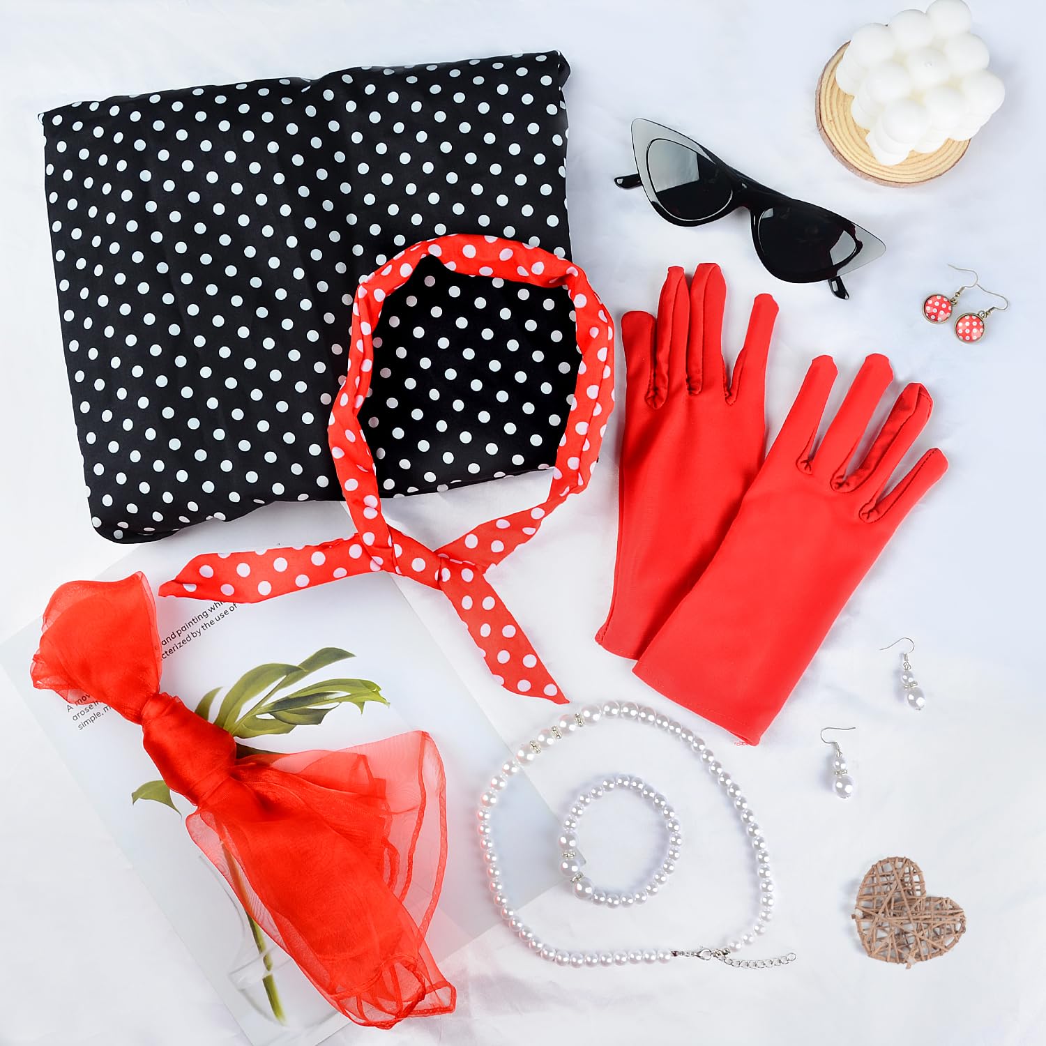 50s Costume Accessories - 1950s Fancy Dress Kit Women Retro Outfit (image 6)