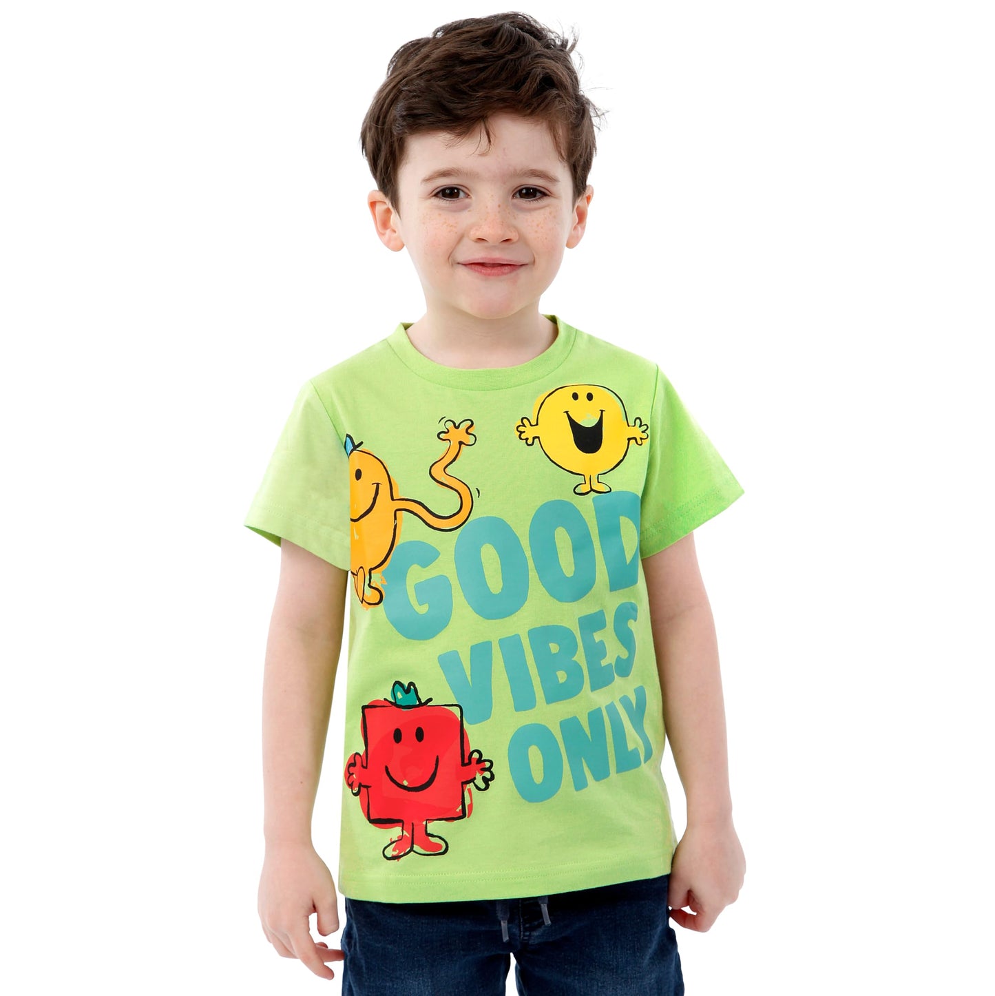 Mr. Men Little Miss Boys Tshirt | Mr Men Kids Tshirt | Cotton Short Sleeve T Shirt for Boys | Green 5-6 Years