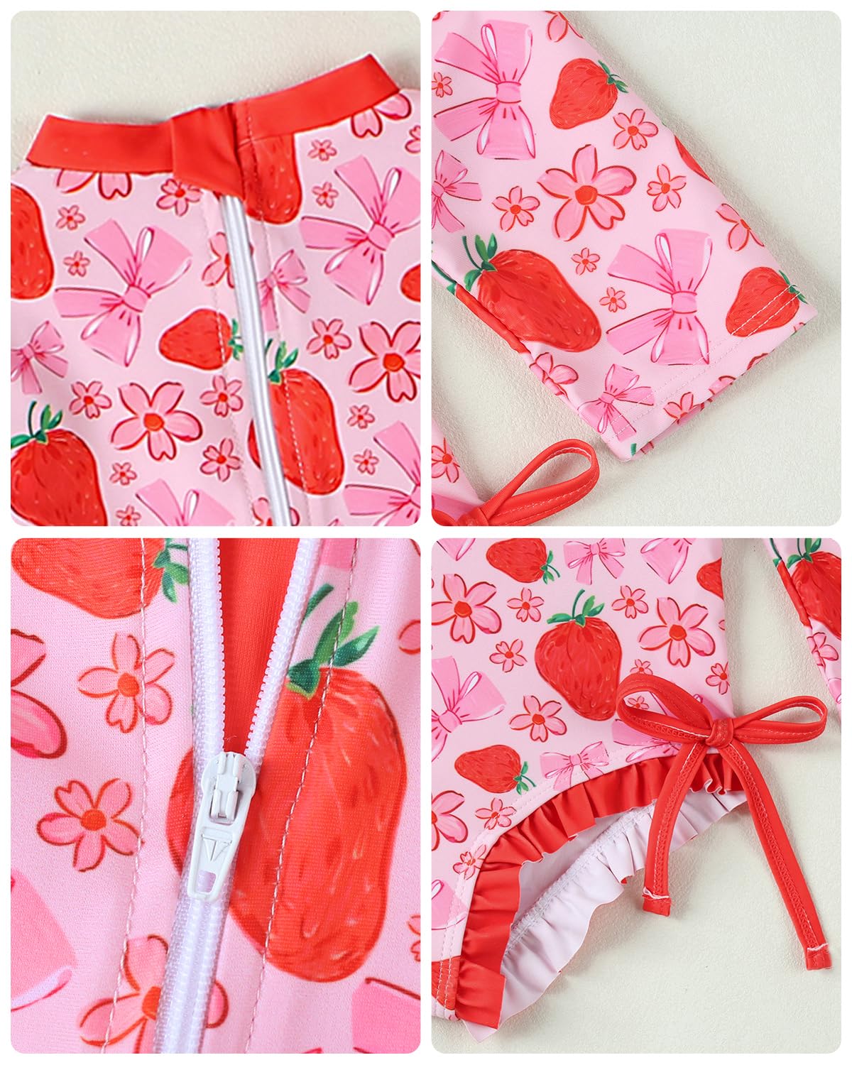 WYTbaby Toddler Baby Girl Swimming Costume Long Sleeve One Piece Baby Swimsuit Ruffle Sun Protection Bathing Suits Summer Beachwear 18-24 Months,Pink