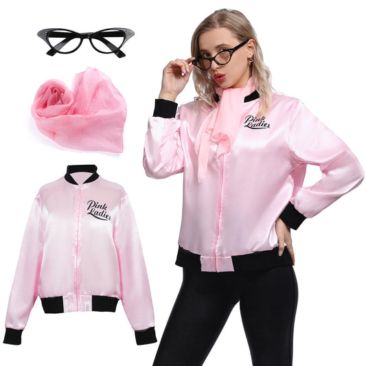 Womens pink ladies Grease jacket for Halloween cosplay
