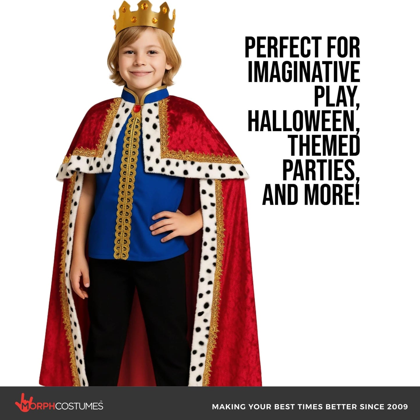 Morph Royal King Costume For Boys, Kids King Costume, Prince Charming Costumes Kids, World Book Day Costumes For Boys 7-9