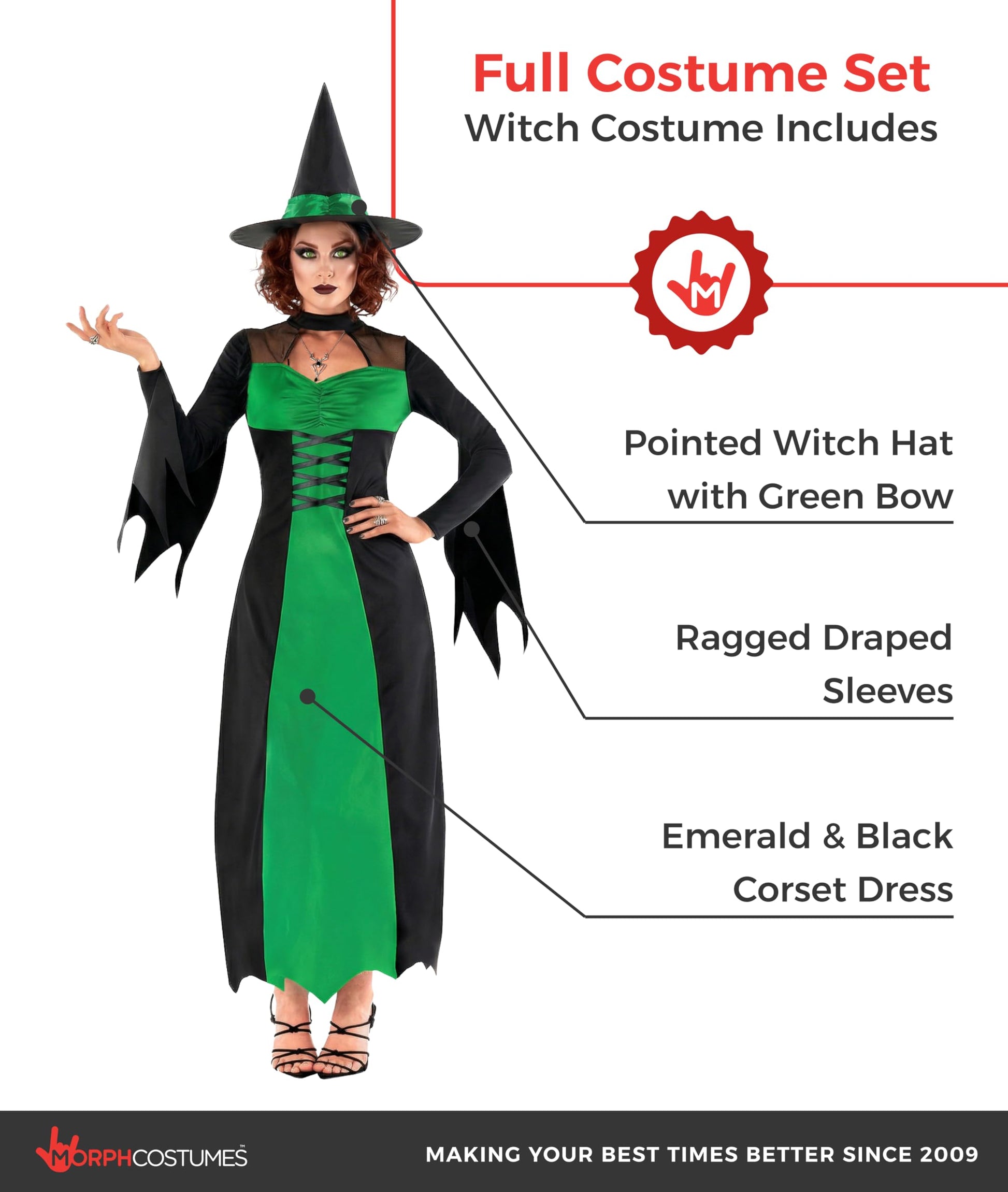Witch Costumes for Women - Green Wicked Witch Costume Women (image 2)