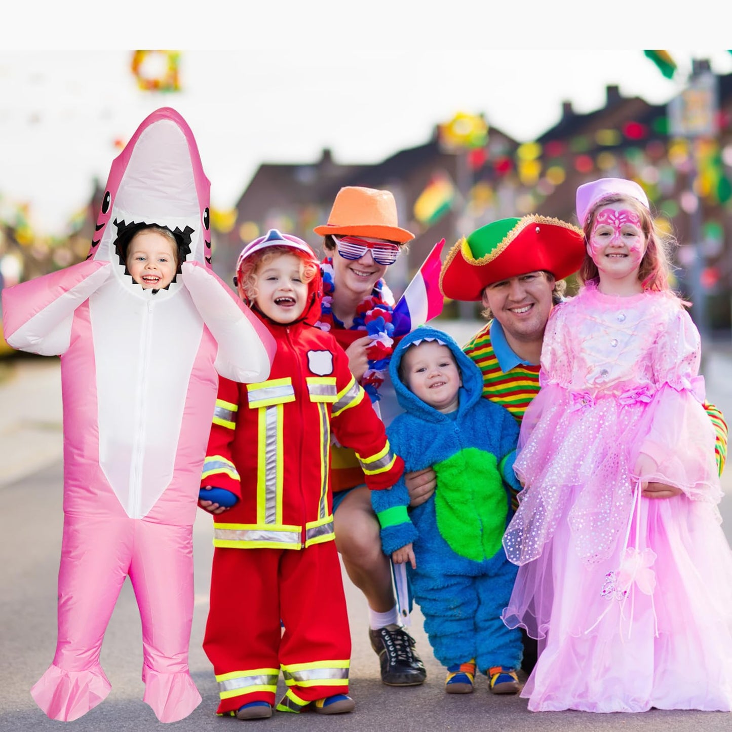 Poptrend Inflatable Shark Costume, Shark Halloween Costumes for Teen Kids Men Women Cute Blow up Costumes Funny Fancy Dress Party (Kids)