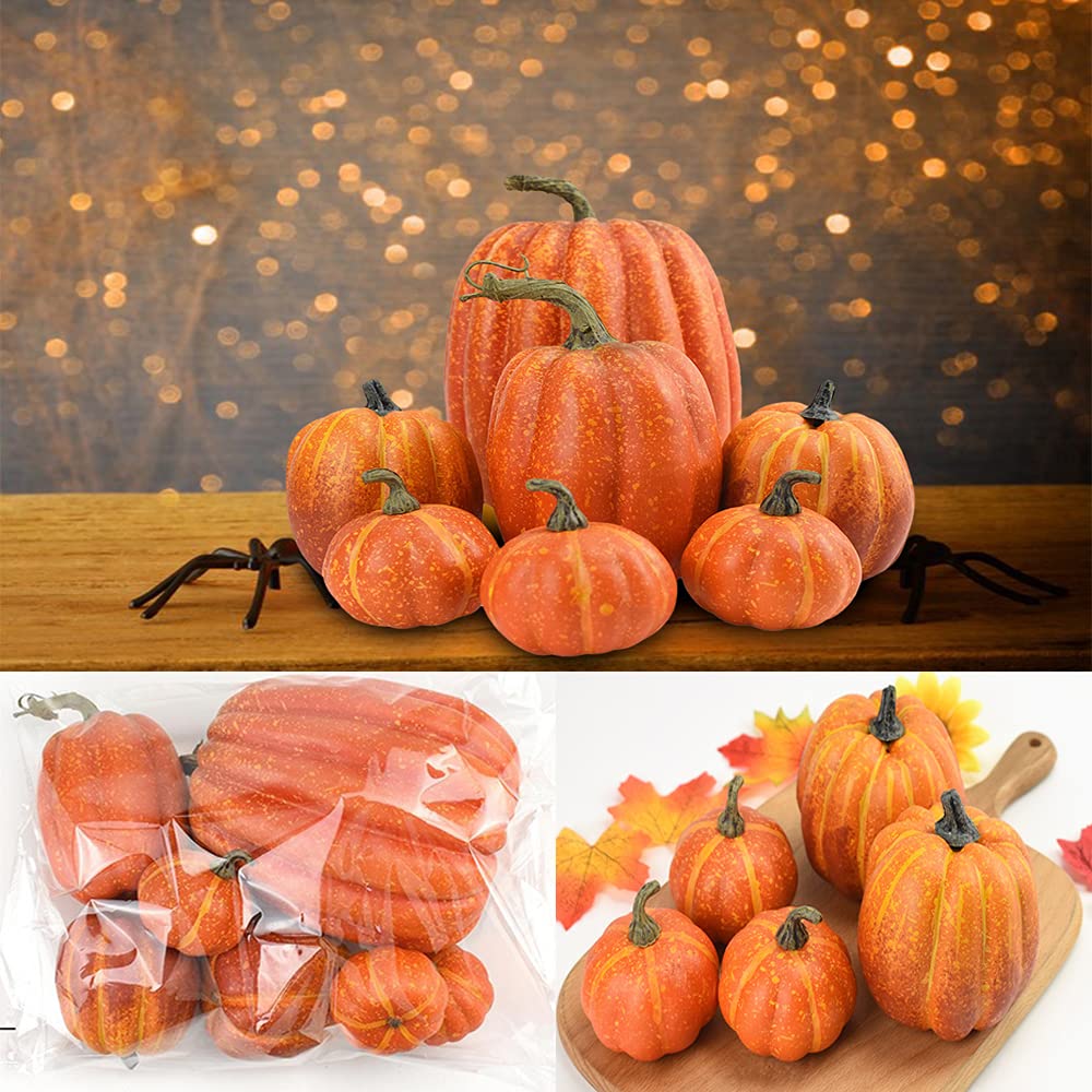 OTMVicor 7Pcs Artificial Pumpkin,Fake Pumpkin,Autumn Decoration for Thanksgiving Halloween Christmas