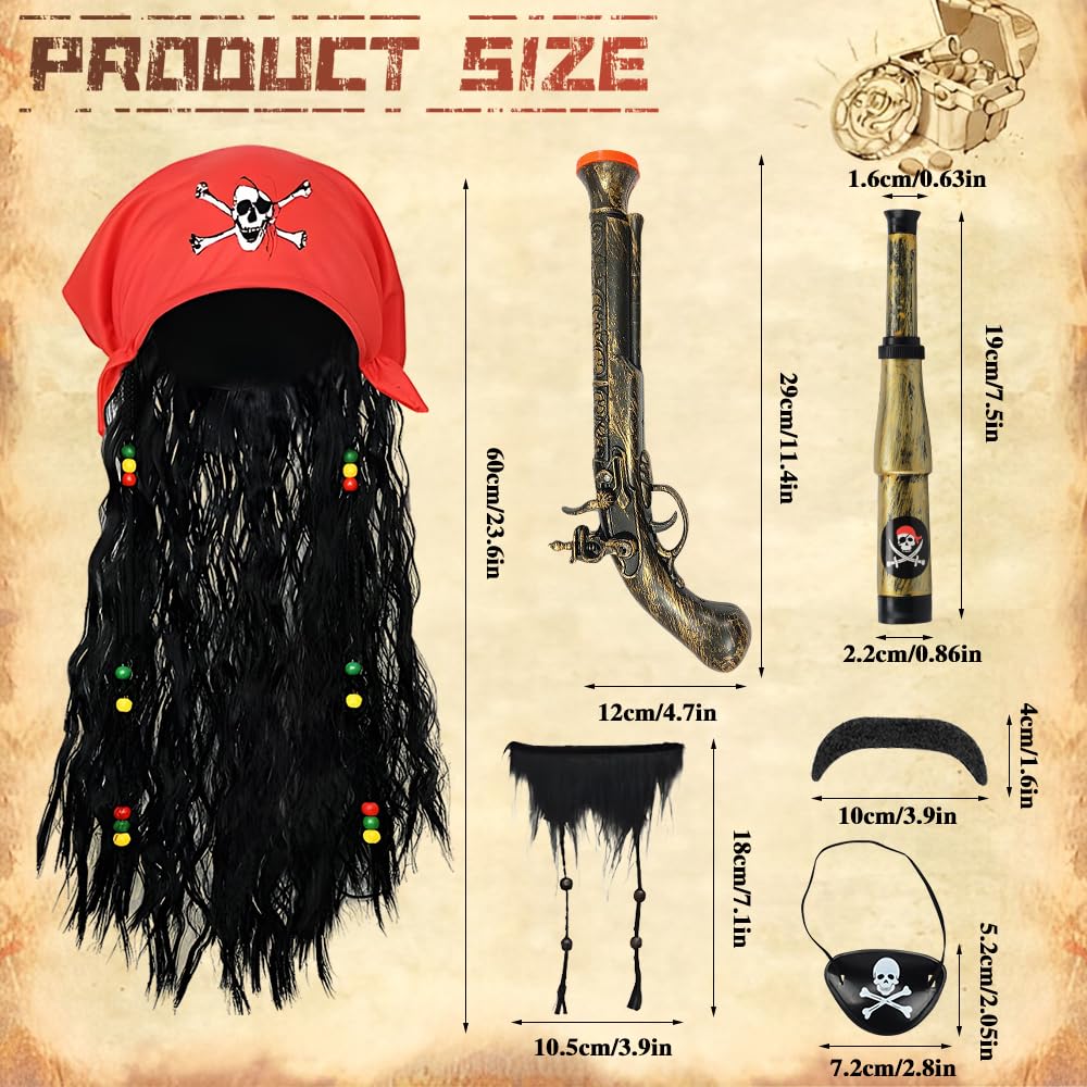 Pirate Costume Set for Adult Men - Accessories Include Wig (image 2)