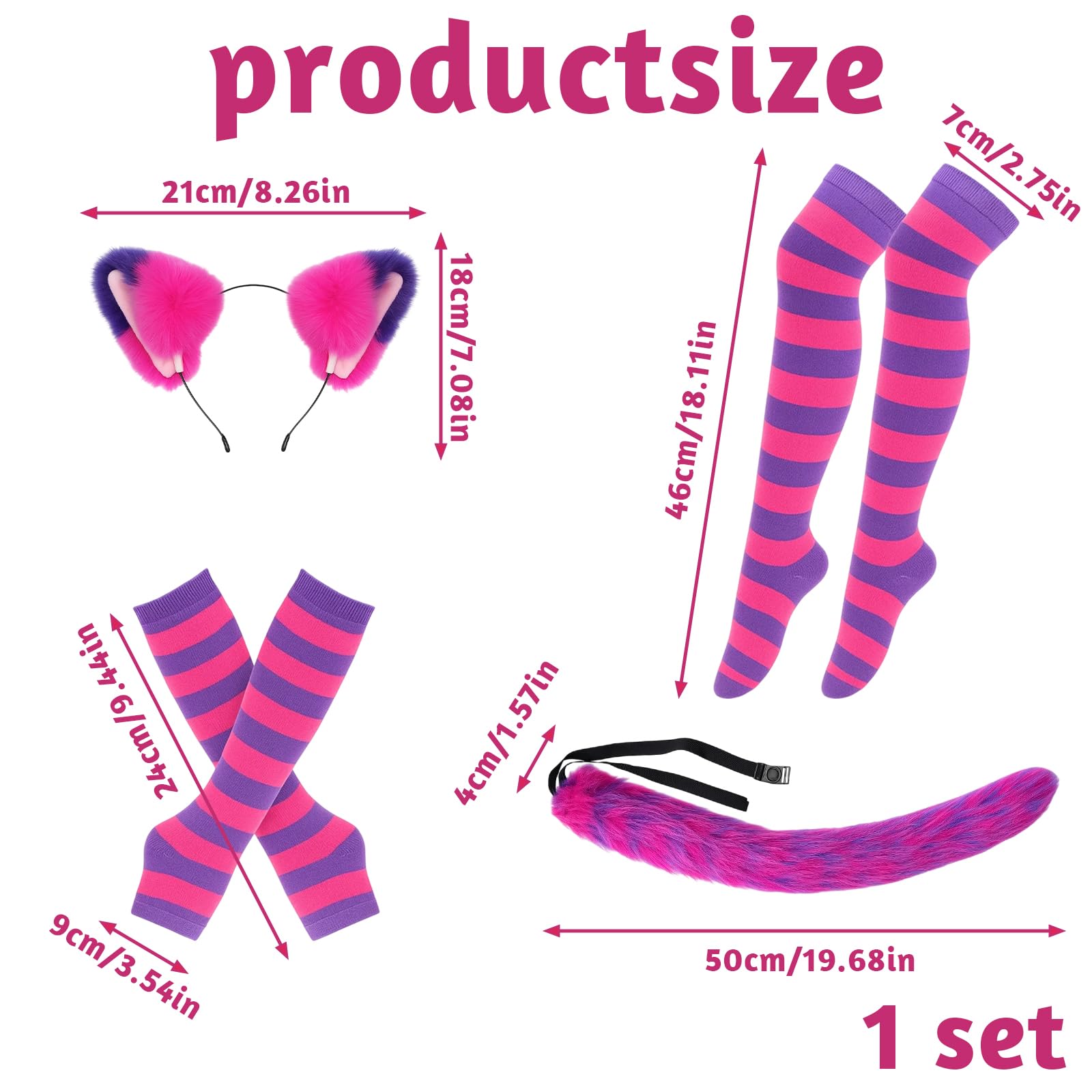 Cheshire Cat Costume - Pink and Purple Striped Top Cheshire Cat (image 2)