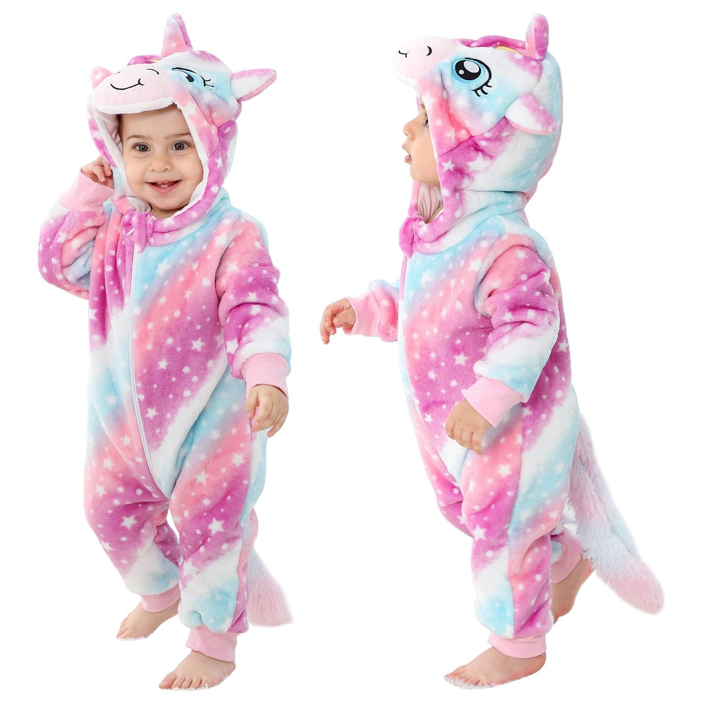COOKY.D Baby Girls Boys Hooded Romper Long Sleeve Winter Cosplay Costume Jumpsuit for 12-18 Months, Star