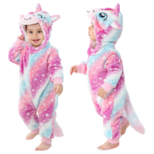 Star hooded baby romper front view