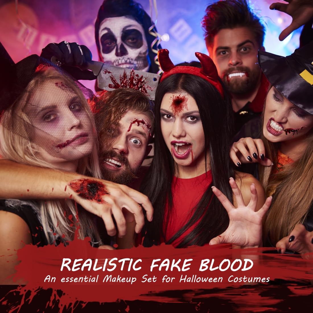 Fake Blood Set, 60ml Fake Blood Spray and 60ml Dripping Blood and 40ml Coagulated Gel Blood, Halloween Washable Fake Blood Makeup for Clothes, Zombie, Vampire Cosplay & Dress Up (Sets)
