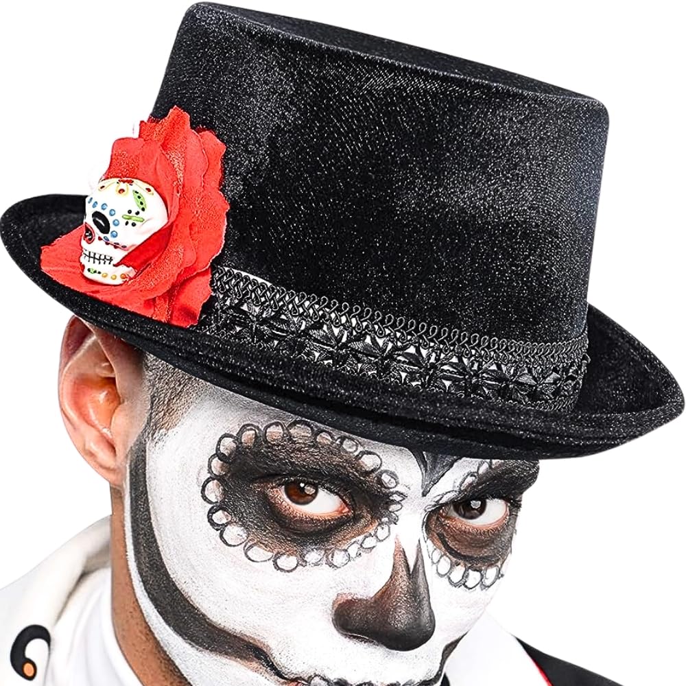 amscan 843923-55 Day of The Dead Halloween Hat, 1 Pc,Black