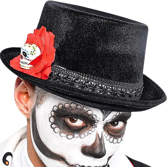 amscan 843923-55 Day of The Dead Halloween Hat, 1 Pc,Black