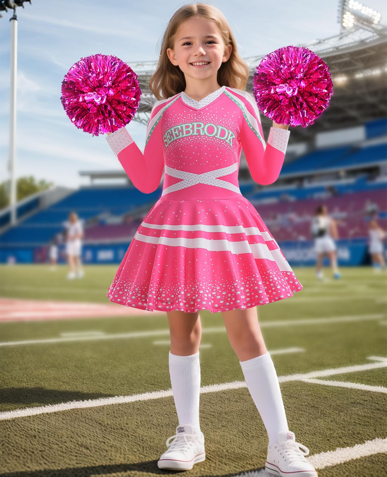 keaiyouhuo Cheerleader Costume for Kids Cheerleading Outfits Girls Movie Halloween Party Fancy Dress Up Uniform Outfit