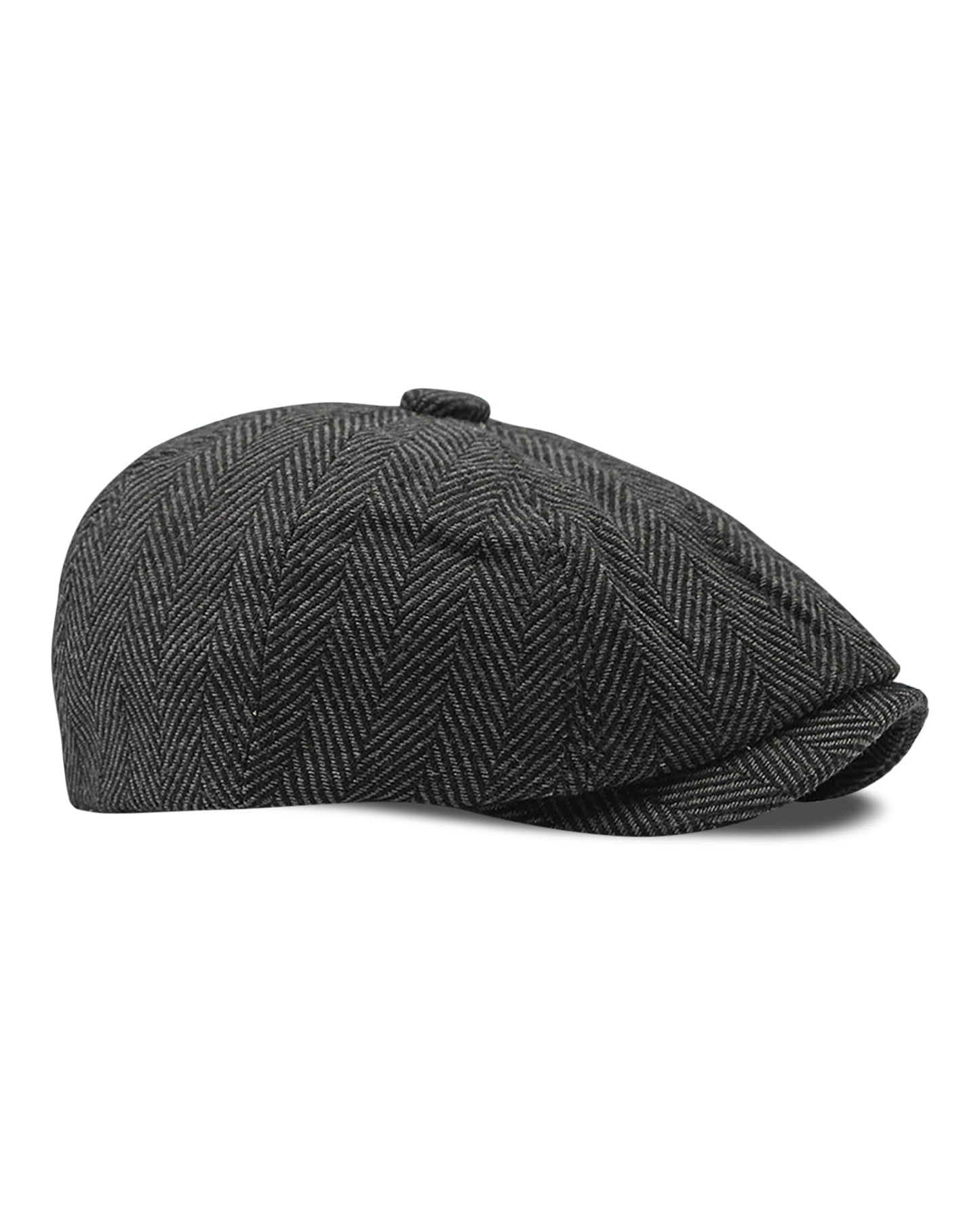 Mens Herringbone 8 Panel Caps - Classic Newsboy Tweed Flat Cap
