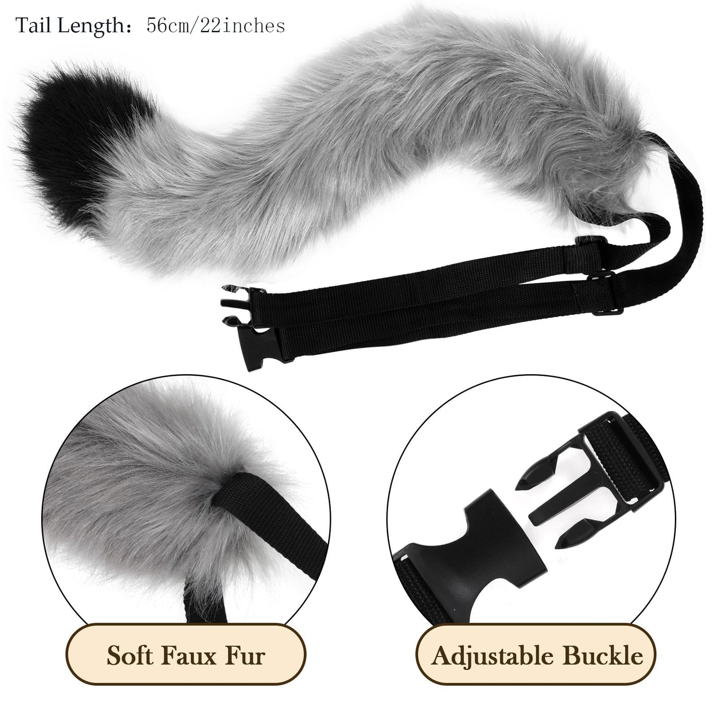 Cat Cosplay Costume Set Cat Ears and Animal Tail Kit - Faux Fur (image 2)