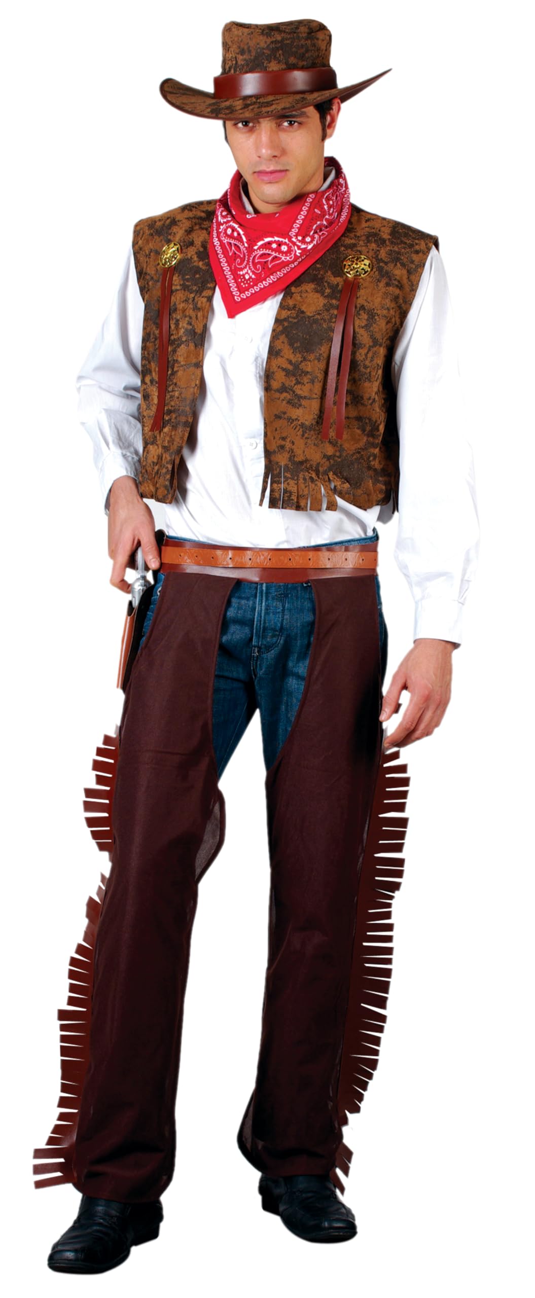 Wicked Costumes Mens Cowboy Fancy Dress Costume – Western Outfit Sheriff Rodeo Party Costume - Medium