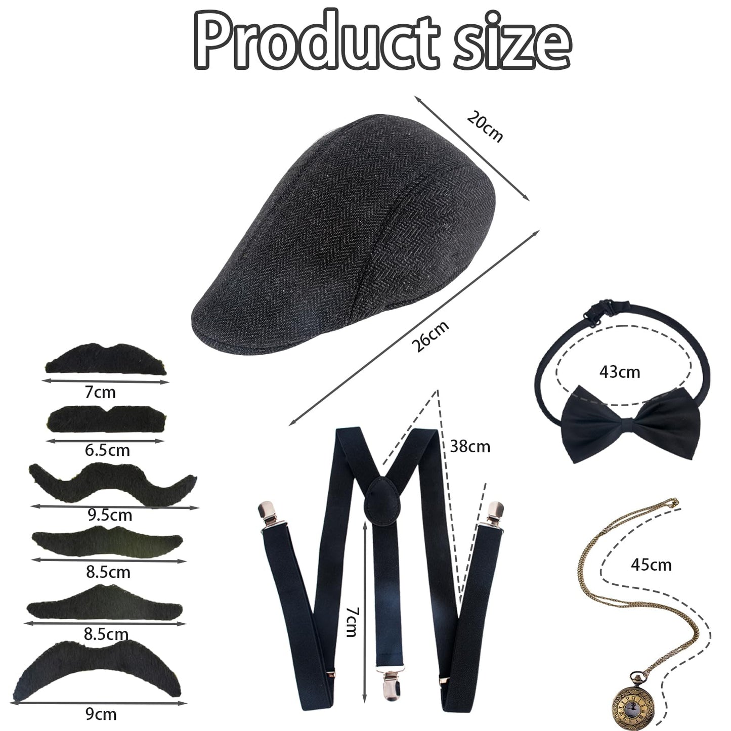 1920s Gatsby Costume Kit - Men Halloween Carnival Fancy Dress