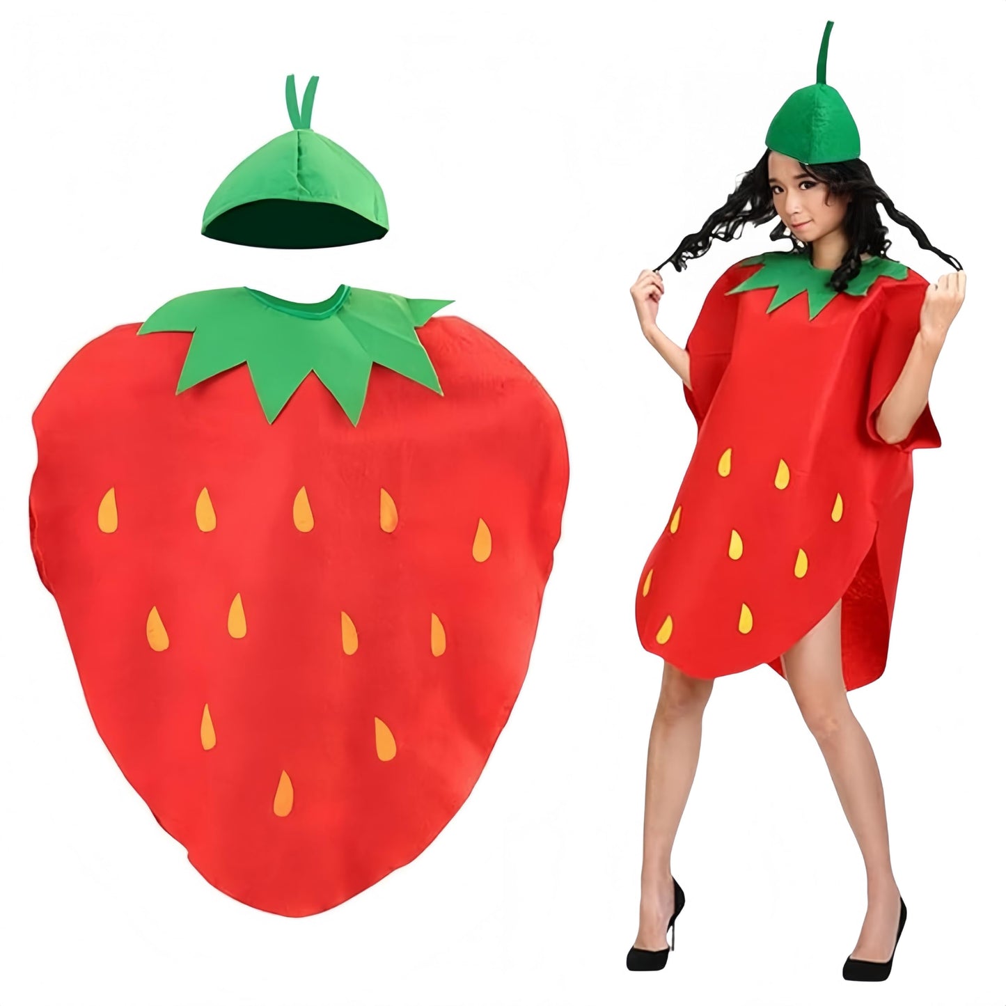 Adult Strawberry Costume Set - Hilarious Red Fruit Cosplay Outfit