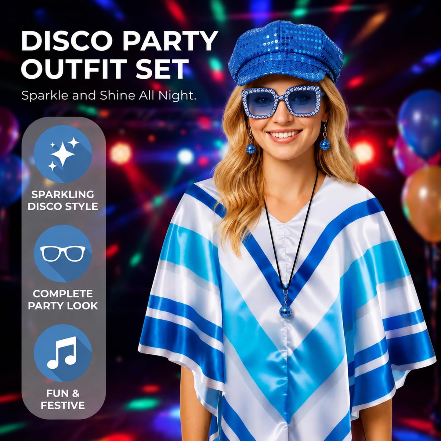 70s Fancy Dress Women & ABBA Accessories Set; Disco Outfits (image 4)