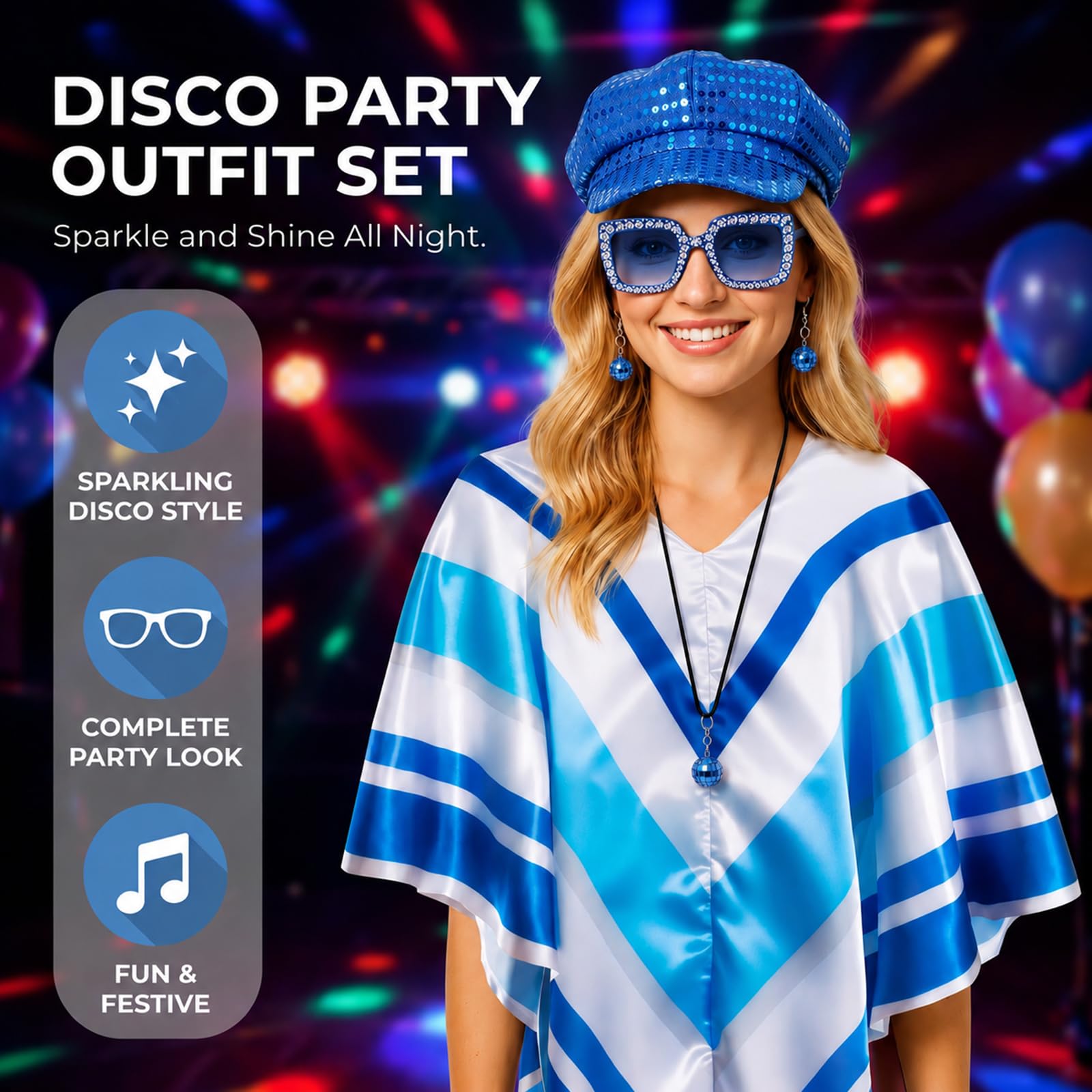 70s Fancy Dress Women & ABBA Accessories Set; Disco Outfits (image 4)
