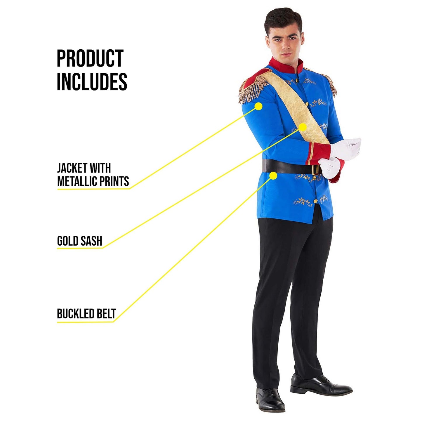Morph Costumes Prince Charming Costume for Men - Royal Fancy Dress Adult Halloween Costume, Elegant Prince Outfit, Medium