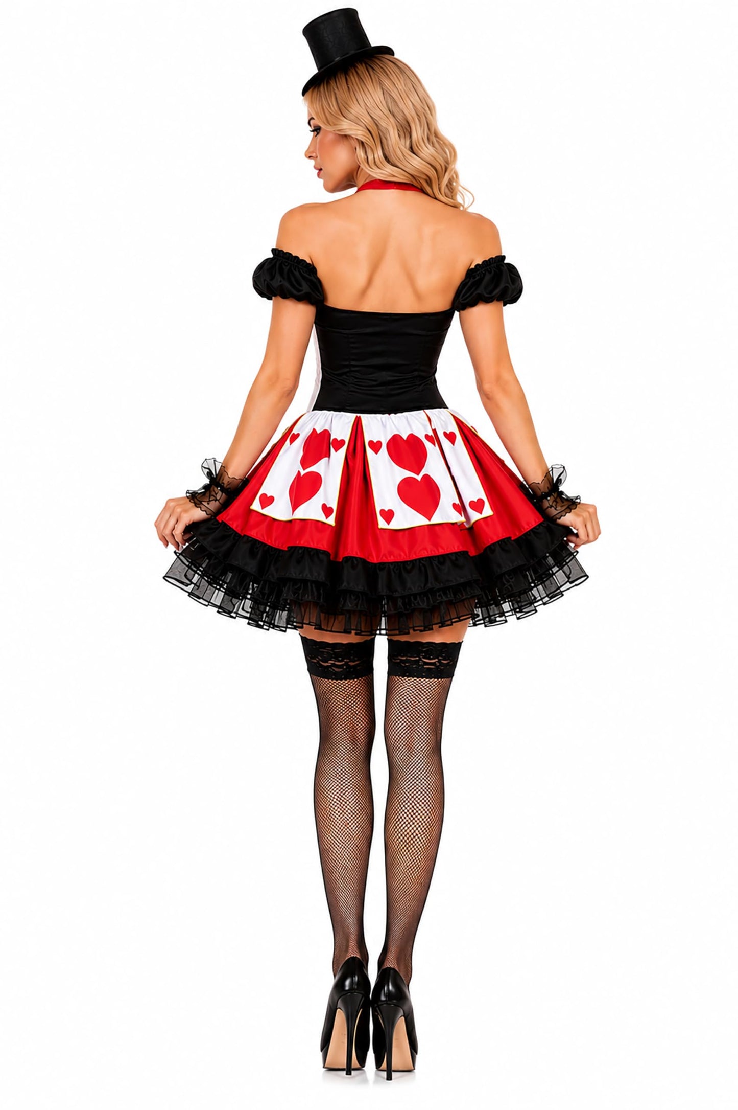 Yummy Bee Queen of Hearts Costume Women Alice in Wonderland Costume Adult Halloween Fancy Dress Red Queen Outfit Plus Size UK 6-22 (12-14)