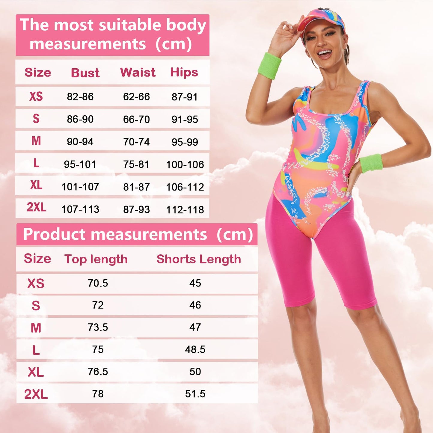 OPAEHJF 80s Workout Costume for Women Halloween Cosplay Couples Outfits Swimwear Suit 80s 90s Workout Costume Outfit 5Pcs Set (S)