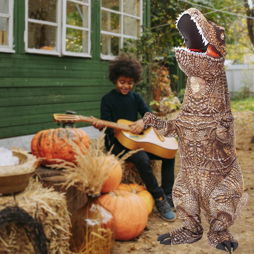 KOOY Dinosaur Costume Adult Inflatable Raptor Onesies Blow Up T-rex Dino Full Body Funny Halloween Costume for Men Women Teens