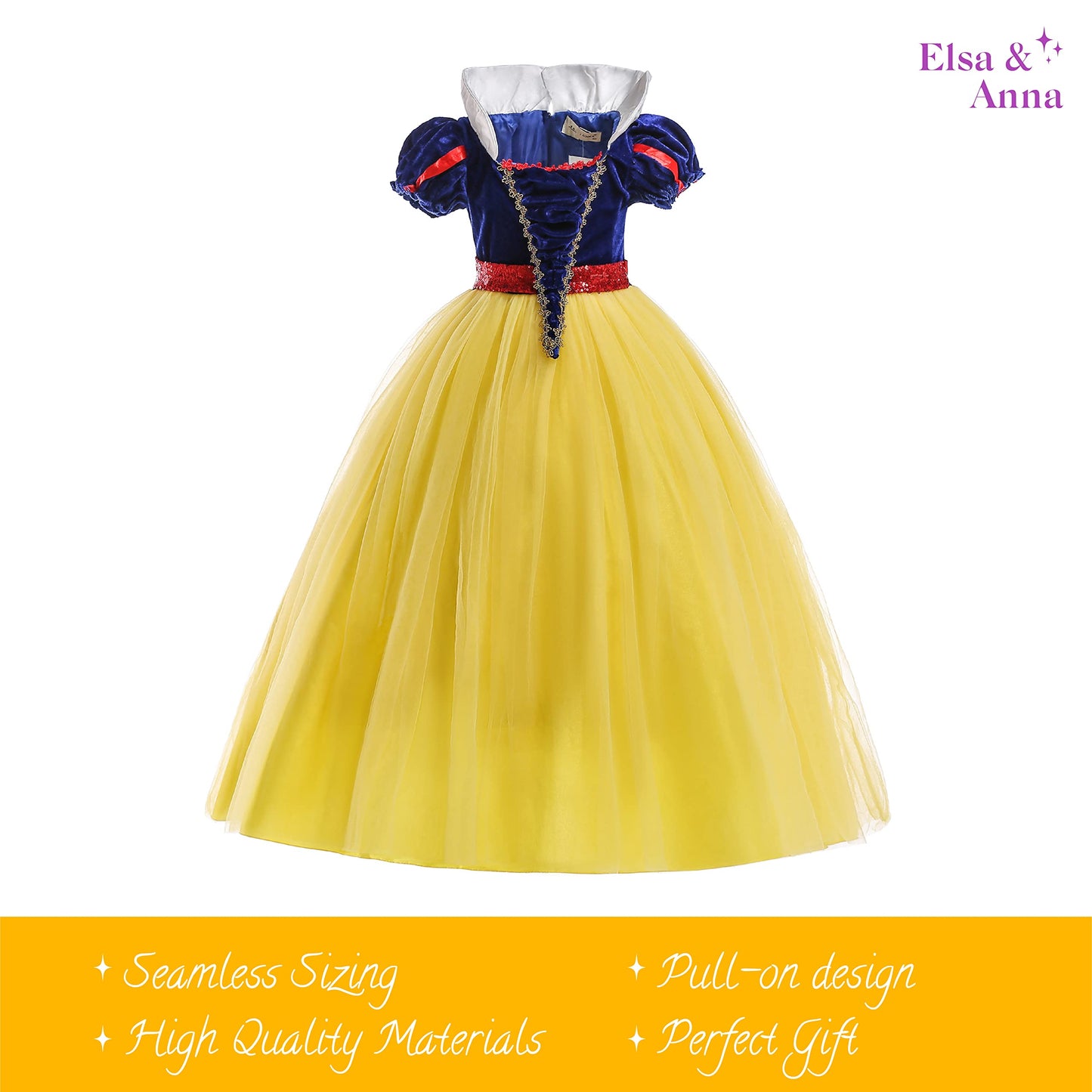 ELSA & ANNA Princess Costumes for Girls - Snow Queen Fancy Dress for Girls - Princess Dress Up - Girls Fancy Dress for Parties, Birthdays, Cosplay & Halloween - Fancy Dress Girls - 6-7 Years SNWYEL04