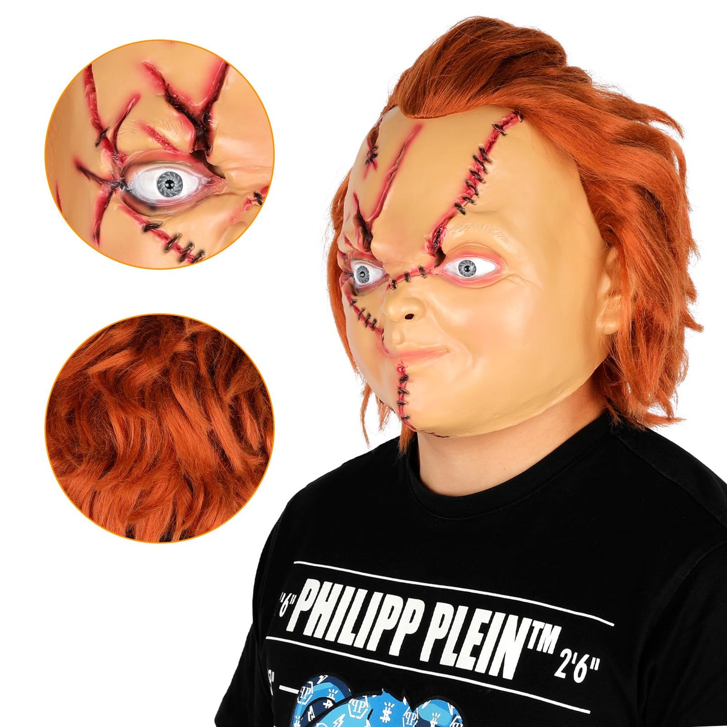 JoyFuncos Chucky Mask Adult Halloween Scary Latex Full Head Mask Horror Creepy Realistic Chucky Costume Props for Party Masquerade Cosplay